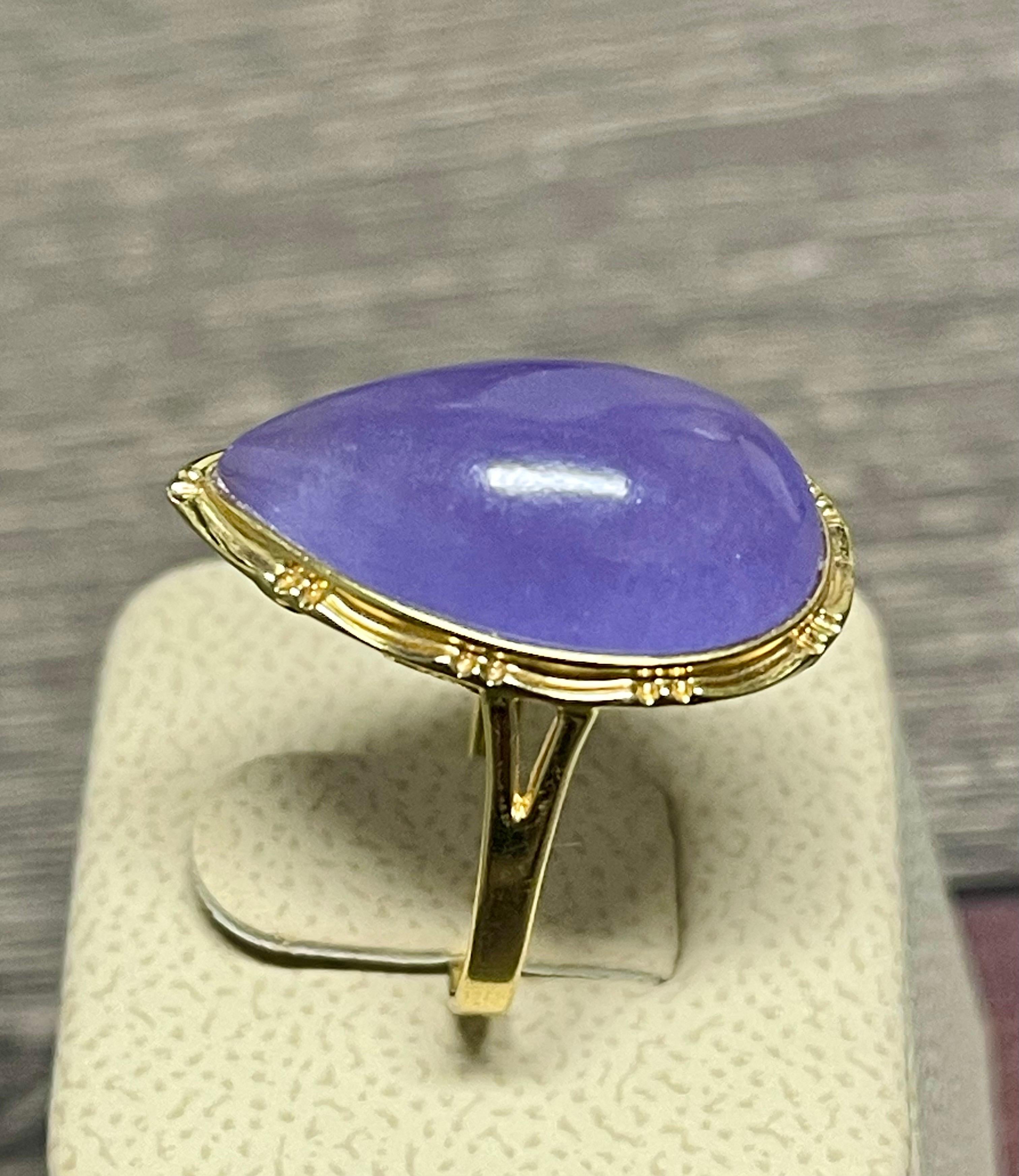 Pear Cut Amazing Pear Shaped Cabochon Amethyst Ring In 14k For Sale