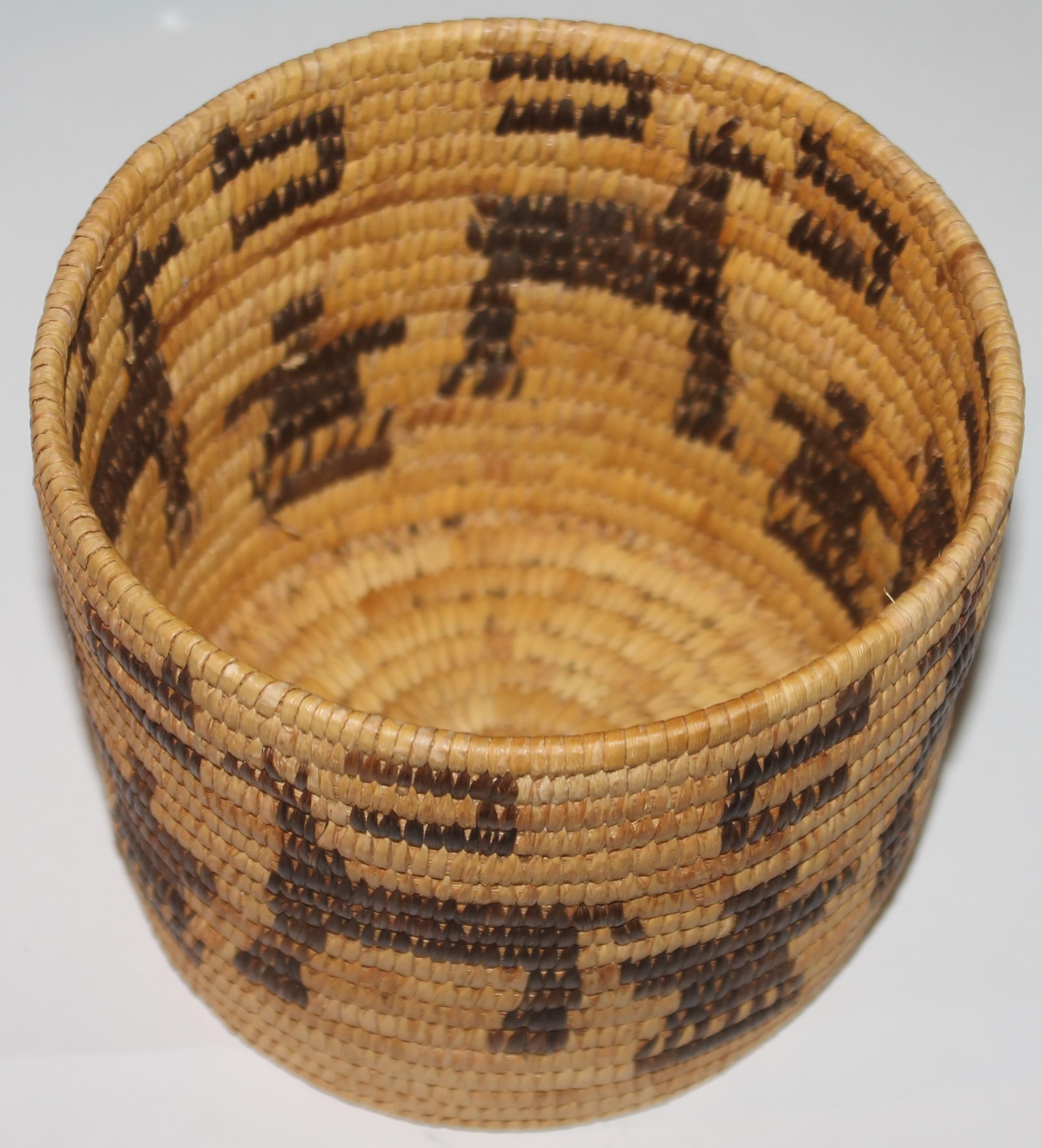 Adirondack Amazing Pictorial Pima Indian Basket W/ Lid For Sale