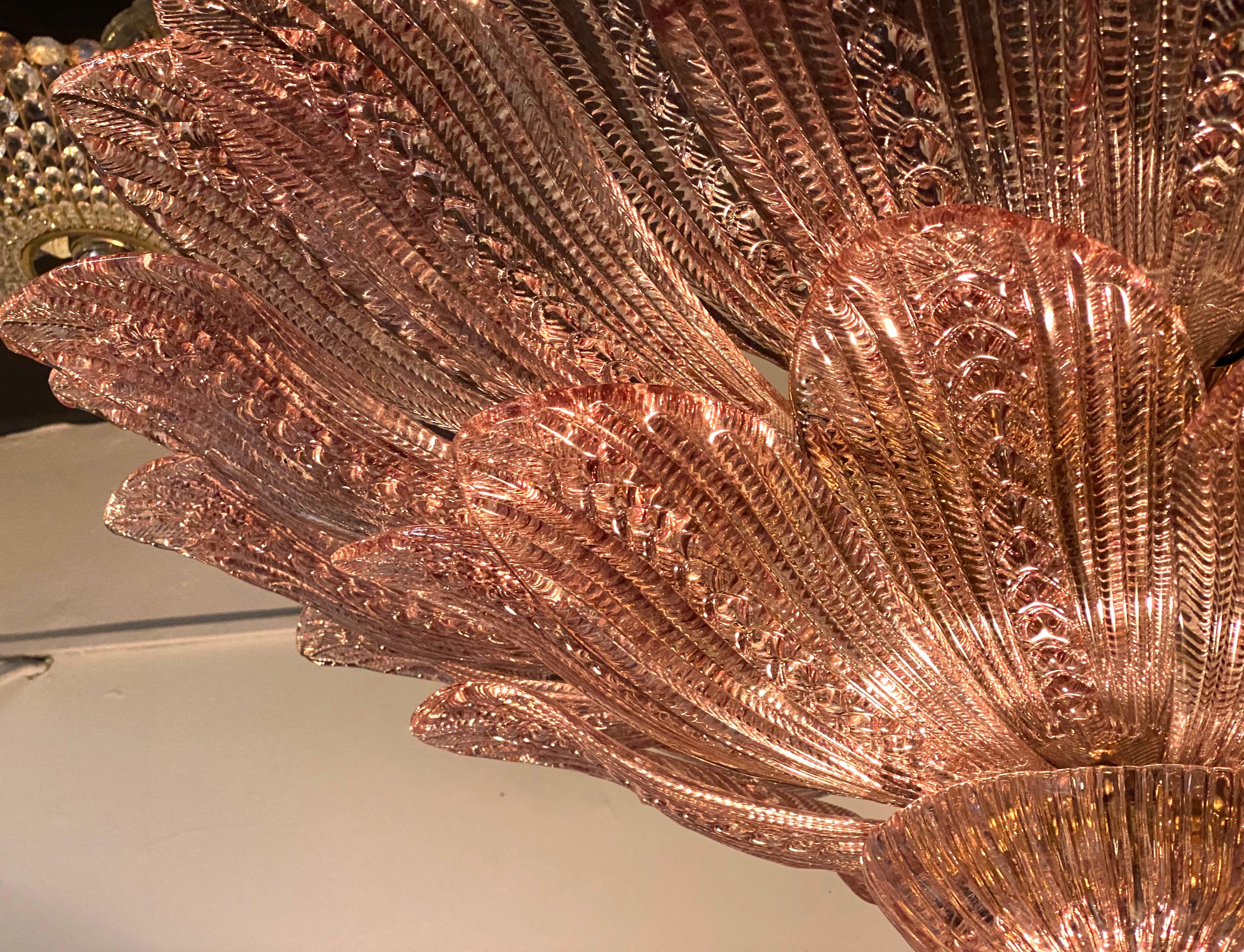 Amazing Pink Amethyst Murano Glass Leave Ceiling Light or Chandelier en vente 4