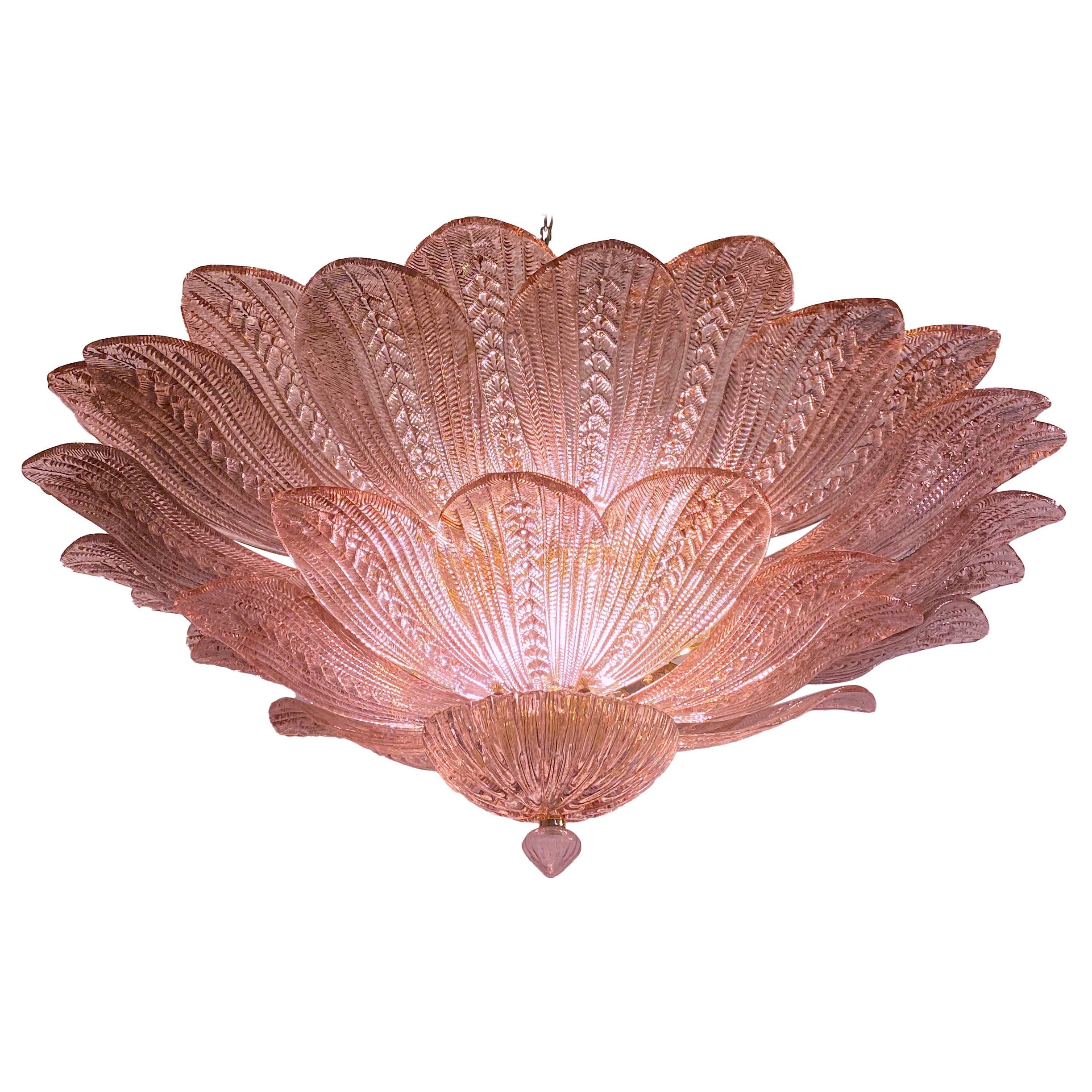 Amazing Pink Amethyst Murano Glass Leave Ceiling Light or Chandelier en vente 1