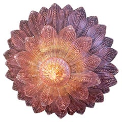 Amazing Pink Amethyst Murano Glass Leave Ceiling Light or Chandelier