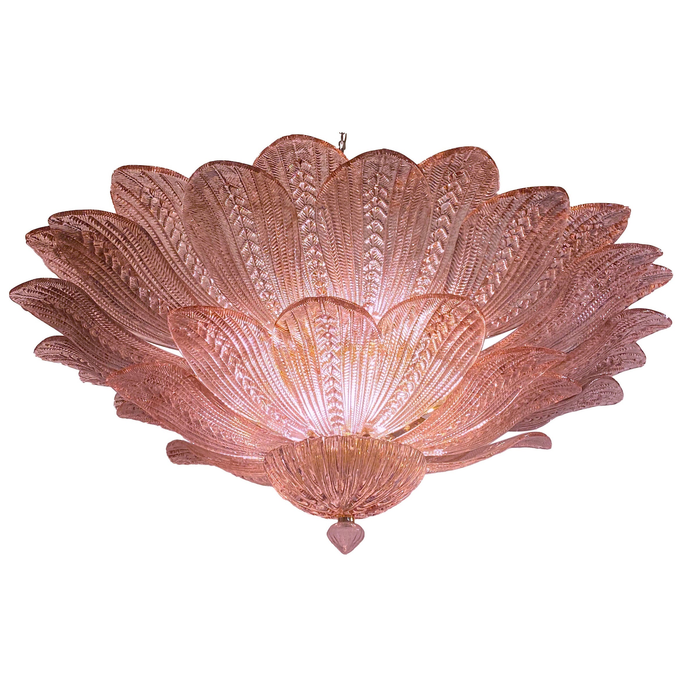 Amazing Pink Amethyst Murano Glass Leave Ceiling Light or Chandelier For Sale