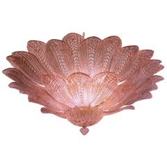 Vintage Amazing Pink Amethyst Murano Glass Leave Ceiling Light or Chandelier