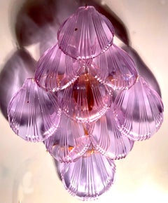 Amazing Pink Amethyst Shell Murano Glass Sconces or Wall Lights, 1980'