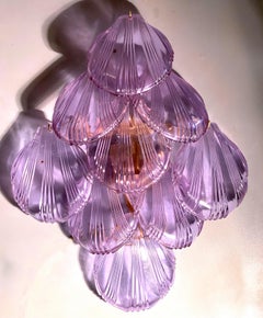 Amazing Pink Amethyst Shell Murano Glass Sconces or Wall Lights, 1980'