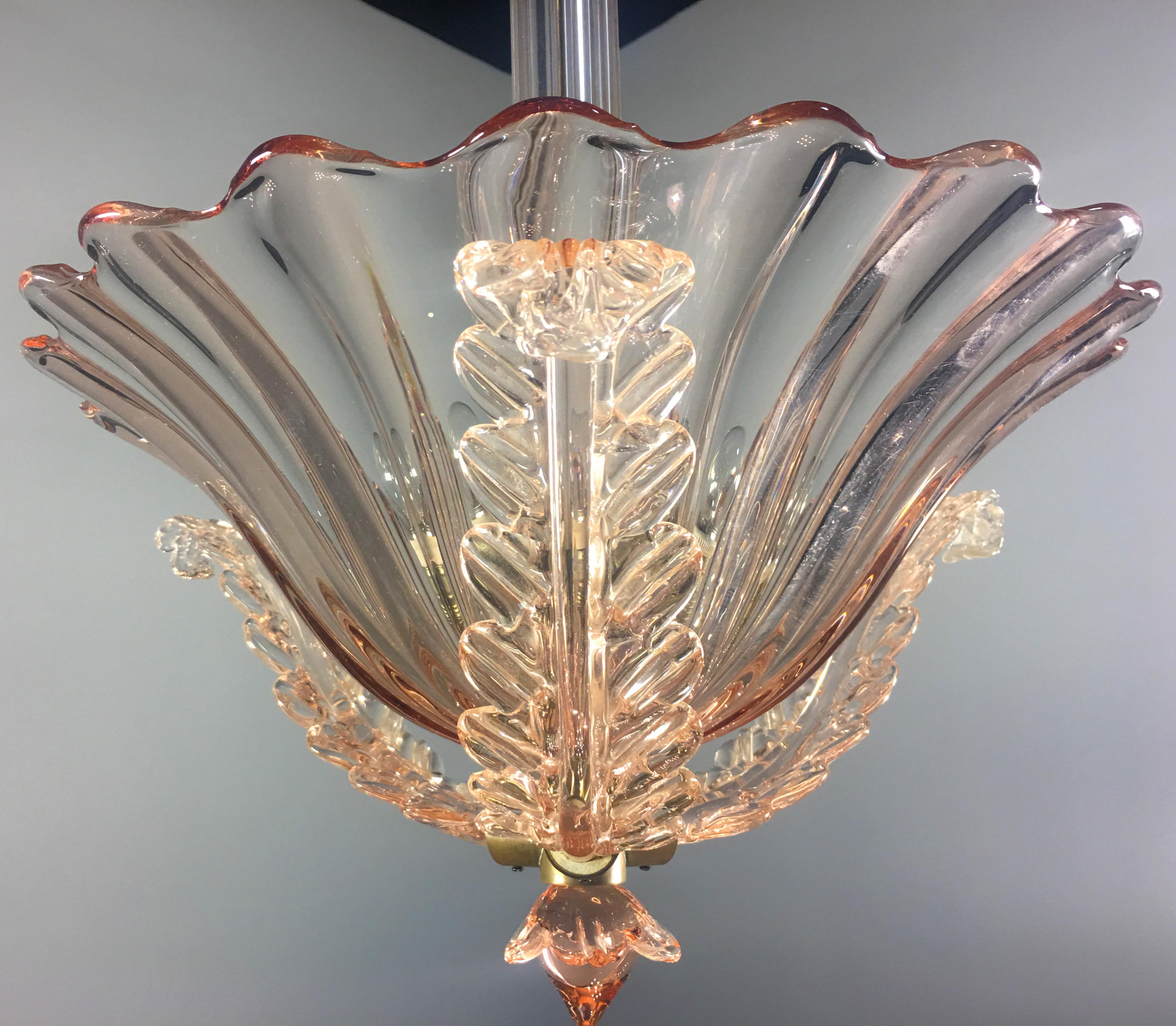 Amazing Pink Chandelier by Barovier & Toso, Murano, 1940s 6