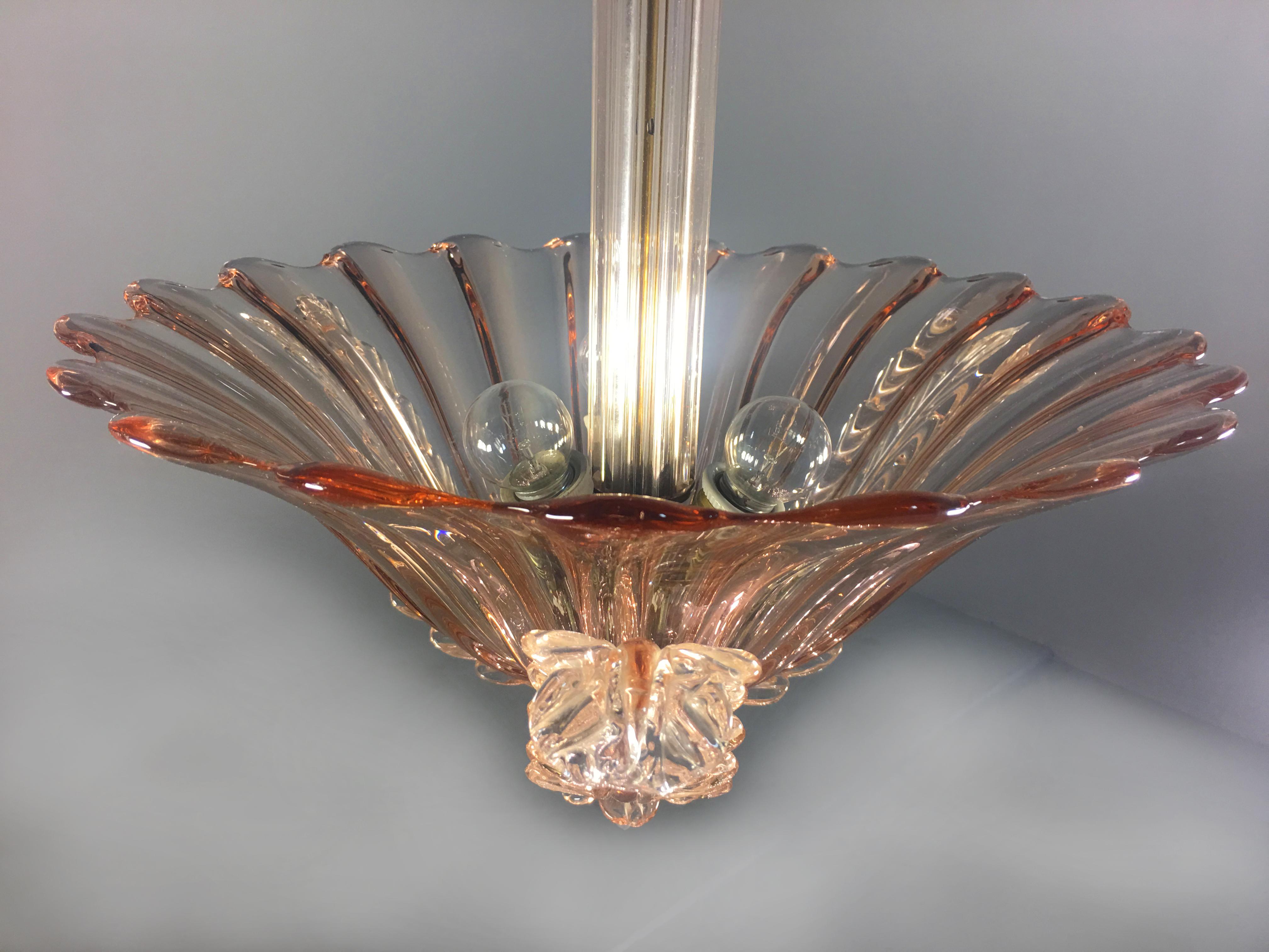 Amazing Pink Chandelier by Barovier & Toso, Murano, 1940s 11