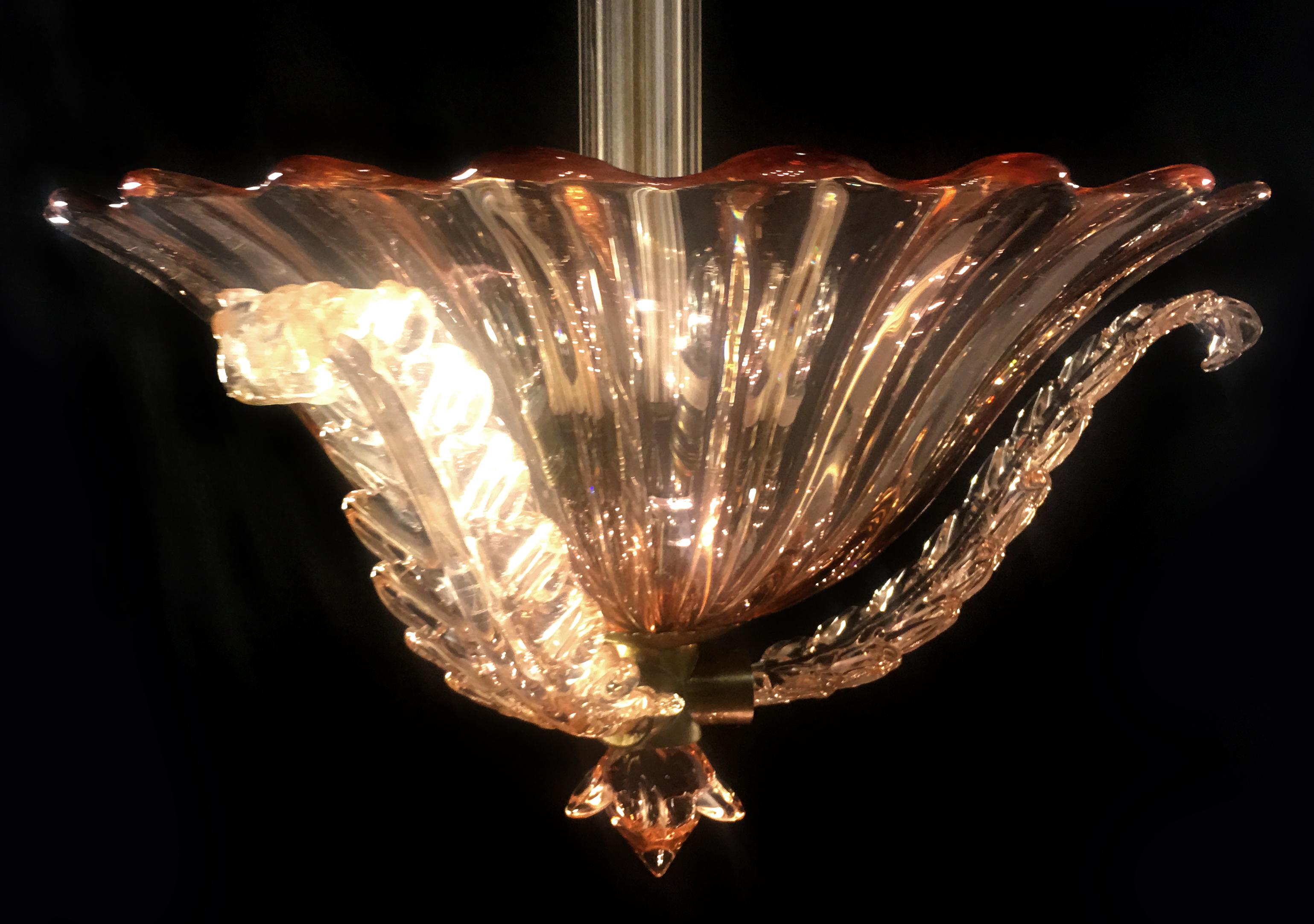 Amazing Pink Chandelier by Barovier & Toso, Murano, 1940s 14
