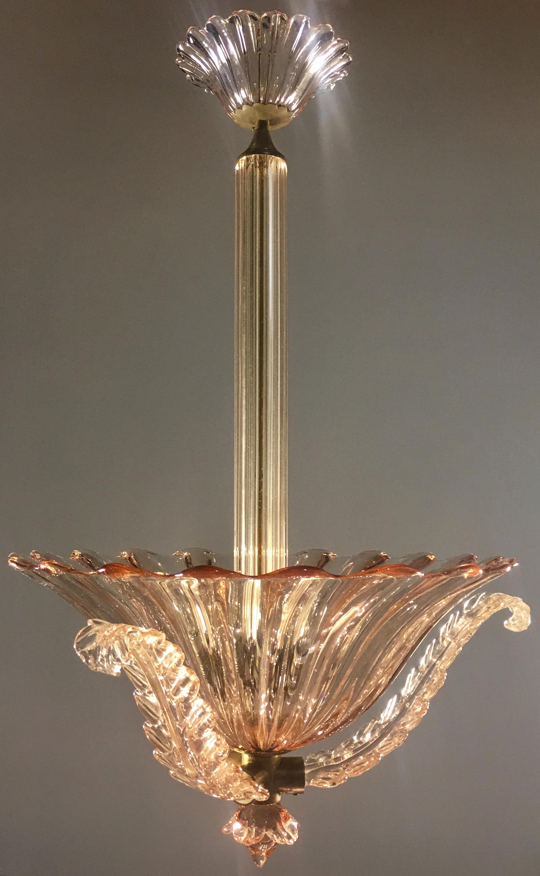 Amazing Pink Chandelier by Barovier & Toso, Murano, 1940s In Excellent Condition In Budapest, HU