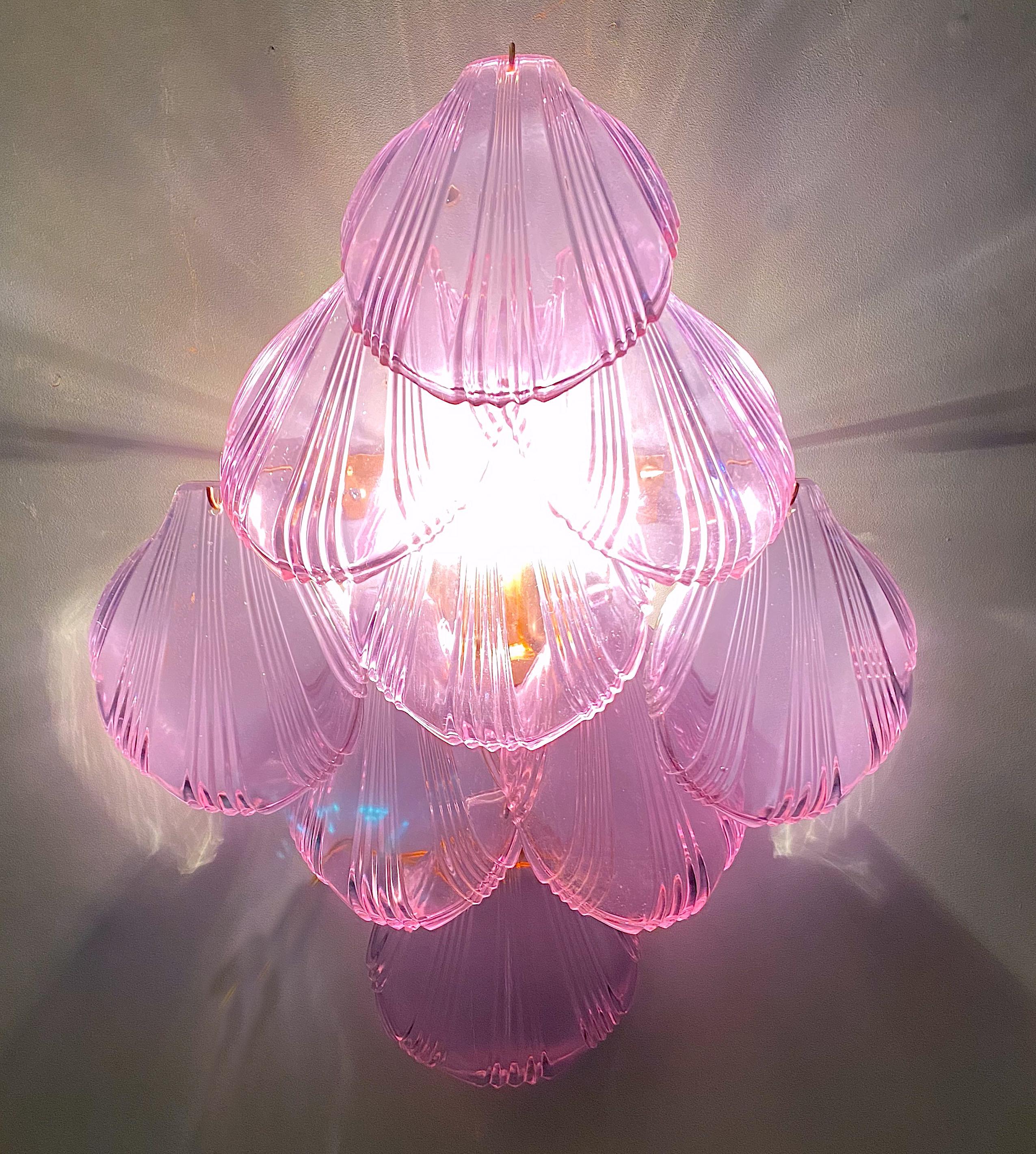 20th Century Amazing Pink Shell Murano Glass Sconces or Wall Lights, 1980'