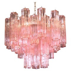 Incredibile lampadario in vetro di Murano rosa Tronchi