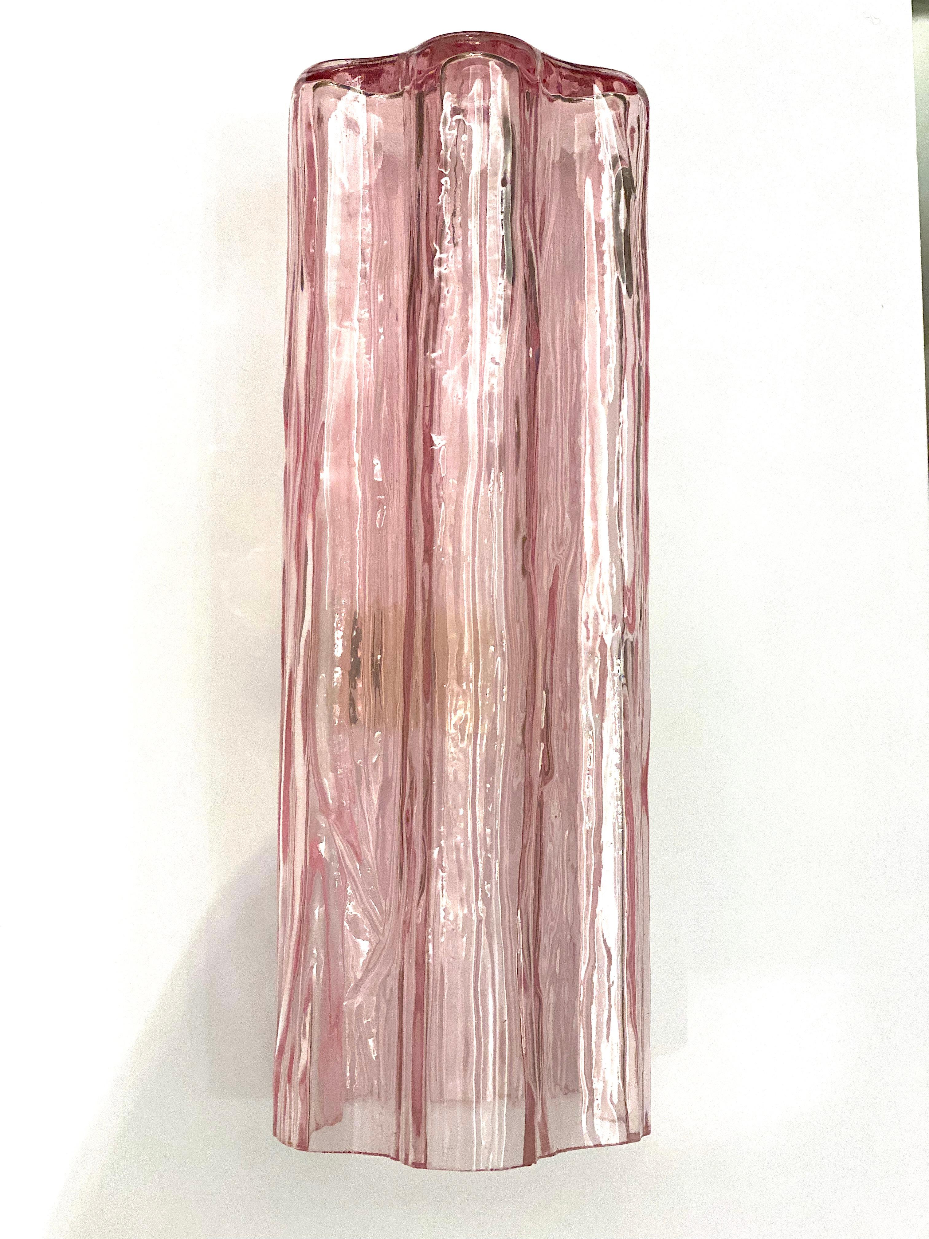 Erstaunlich rosa Tronchi Muranoglas-Kronleuchter (21. Jahrhundert und zeitgenössisch) im Angebot