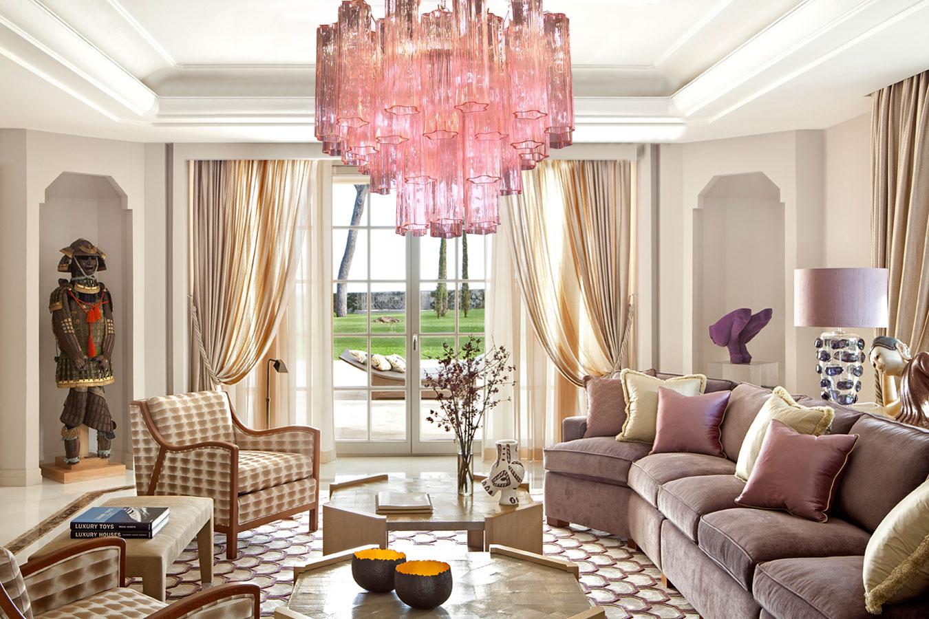 Contemporary Amazing Pink Tronchi Murano Glass Chandelier Italy For Sale