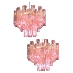Amazing Pink Tronchi Murano Glass Chandelier Italy