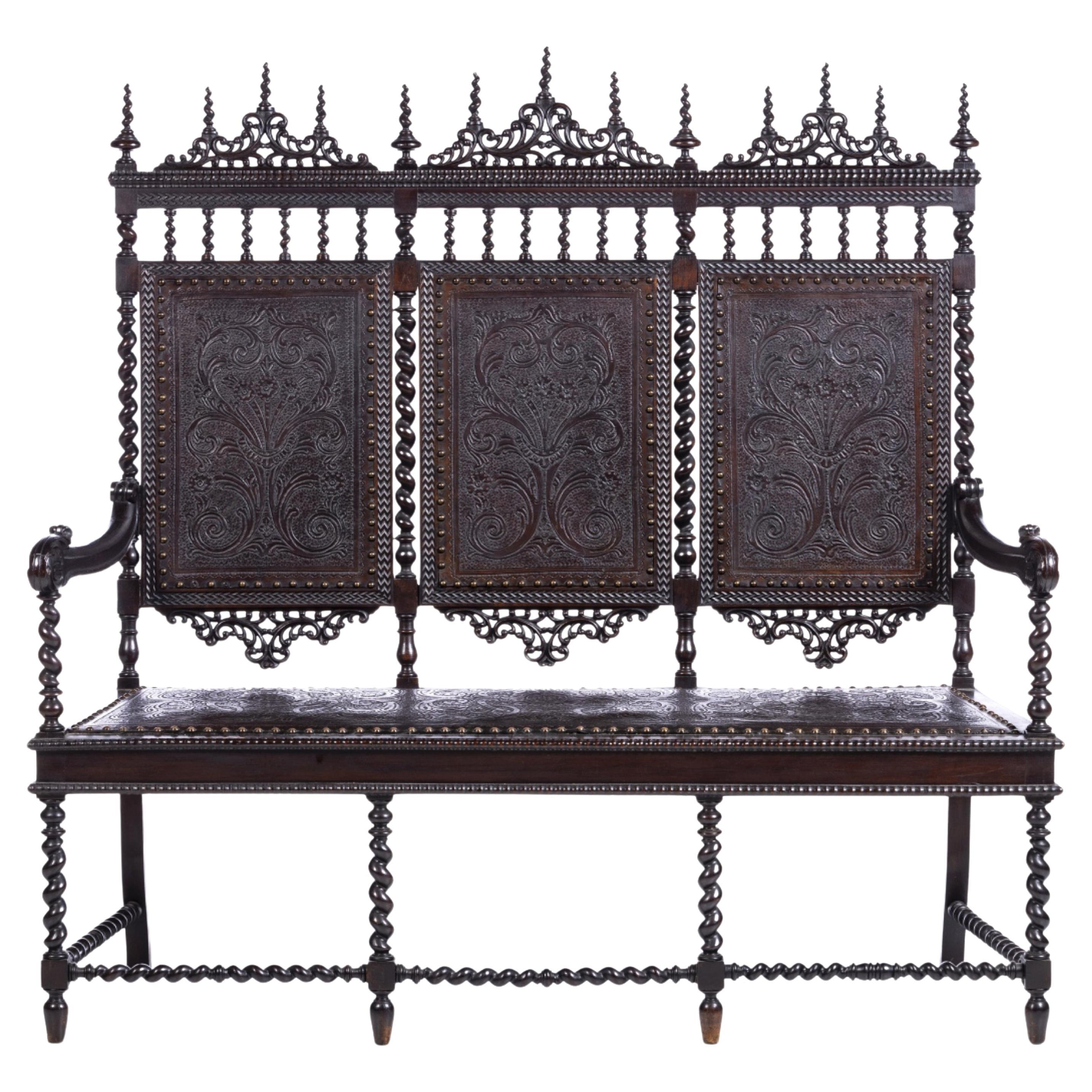 AMAZING PORTUGUESE THREE-SEAT CANAPÉ 19th Century For Sale