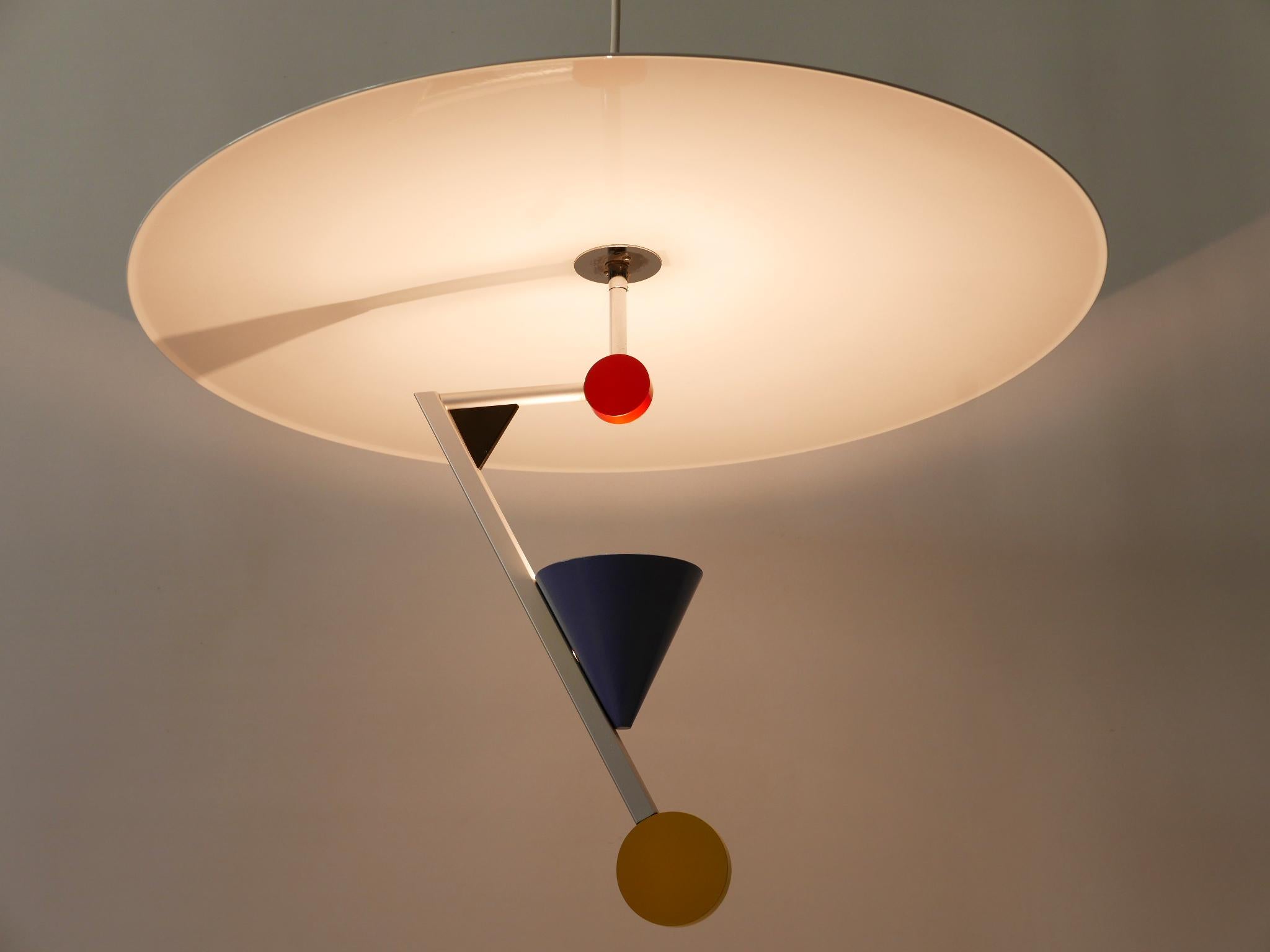 Lacquered Amazing Postmodern Pendant Lamps 'Halo There' by Olle Andersson for Borens 1982 For Sale