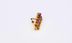 Amazing prototype of kinetic ring by Irakli Nasidze set with amethyst cabochons