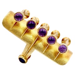 Amazing prototype of kinetic ring by Irakli Nasidze set with amethyst cabochons