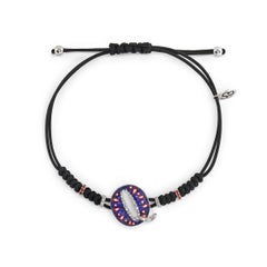 Stilvolles Armband, Buchstabe Q, Weißgold, Weiße Diamanten, Orange Saphire, Mikromosaik