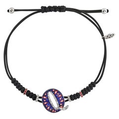Bracciale alla moda Lettera Q Oro bianco Diamanti bianchi Zaffiri arancioni Micromosaico