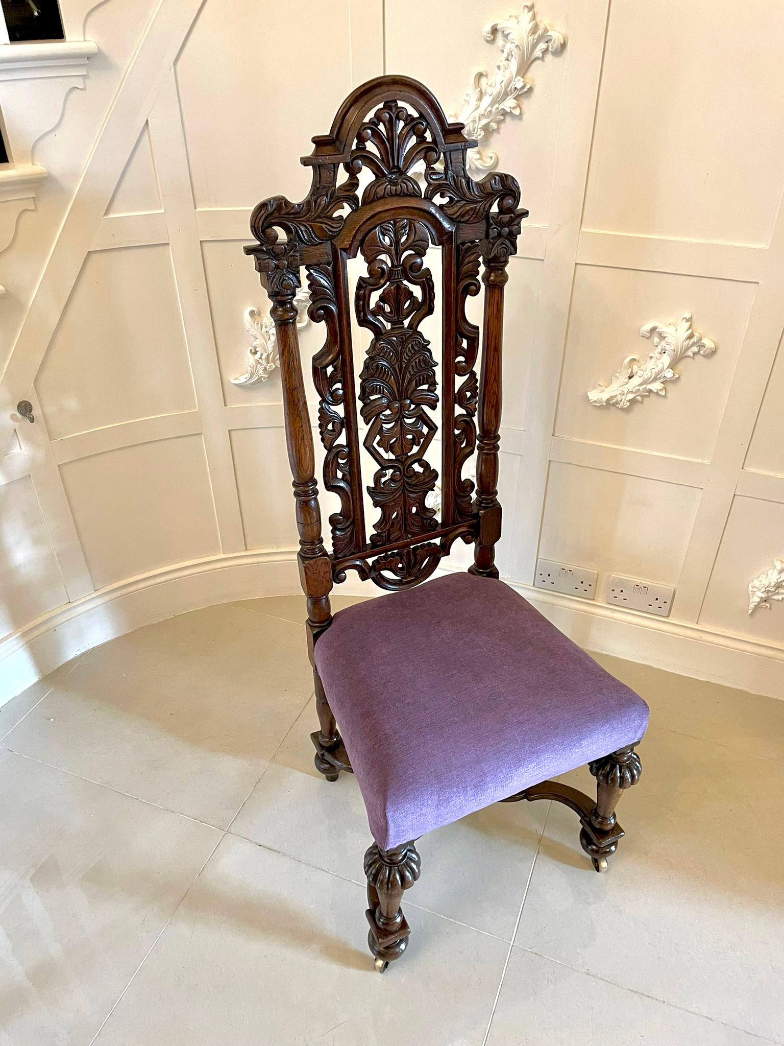 Amazing Quality Antique Victorian Carved Oak Side Chair 7