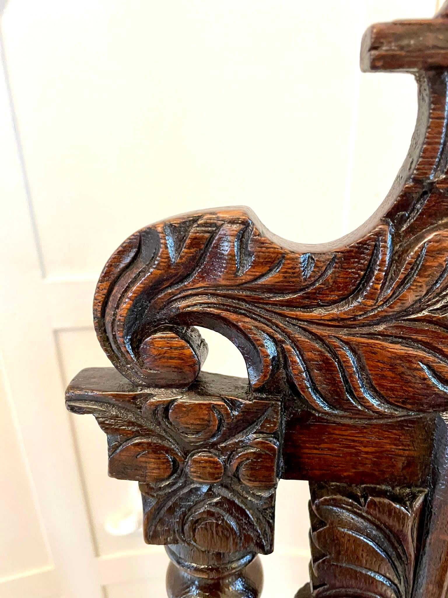 Amazing Quality Antique Victorian Carved Oak Side Chair 10