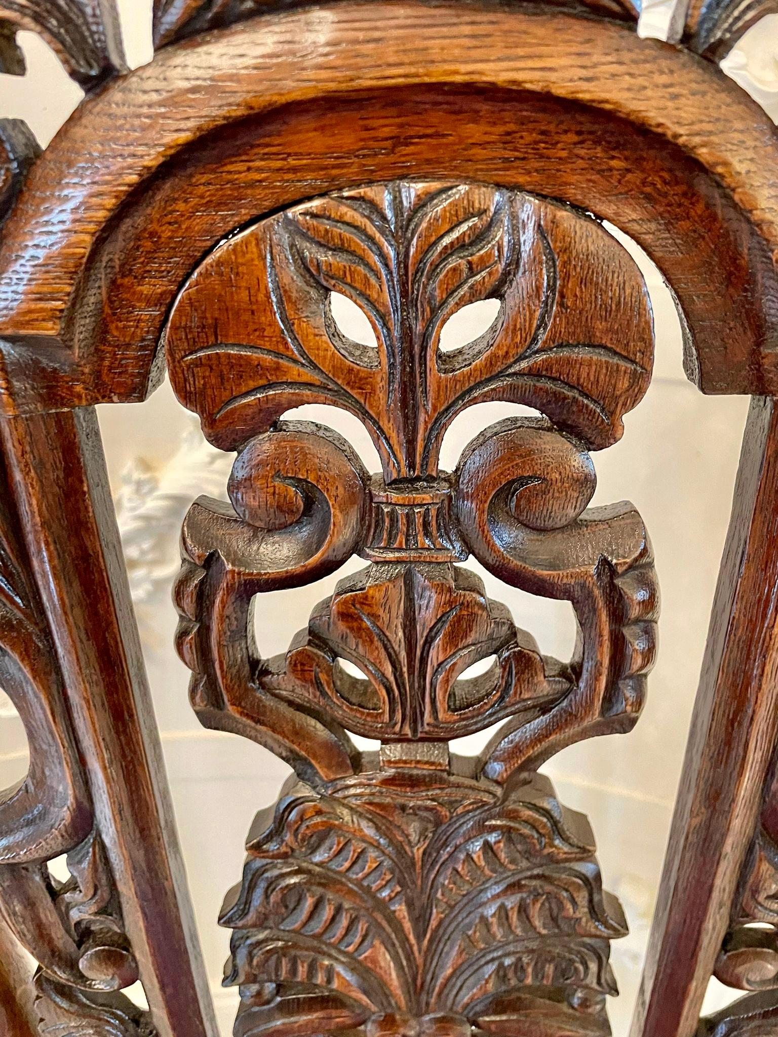 Amazing Quality Antique Victorian Carved Oak Side Chair In Good Condition In Suffolk, GB