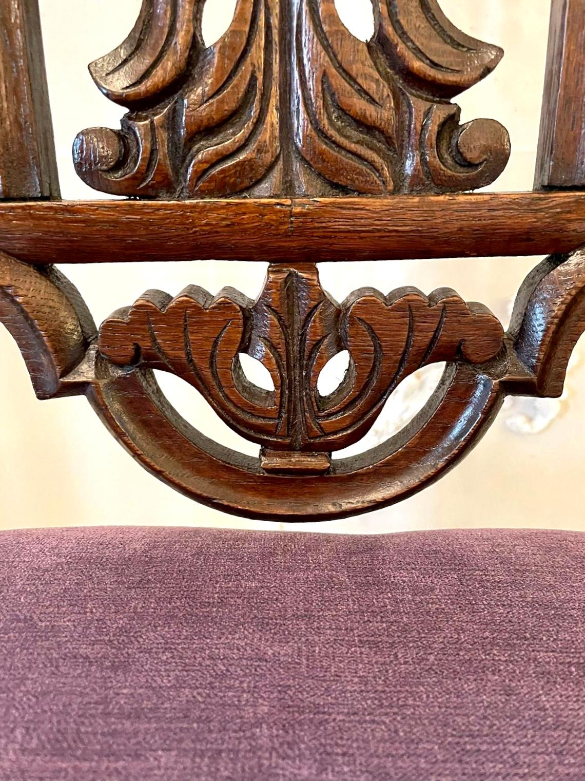 Amazing Quality Antique Victorian Carved Oak Side Chair 2