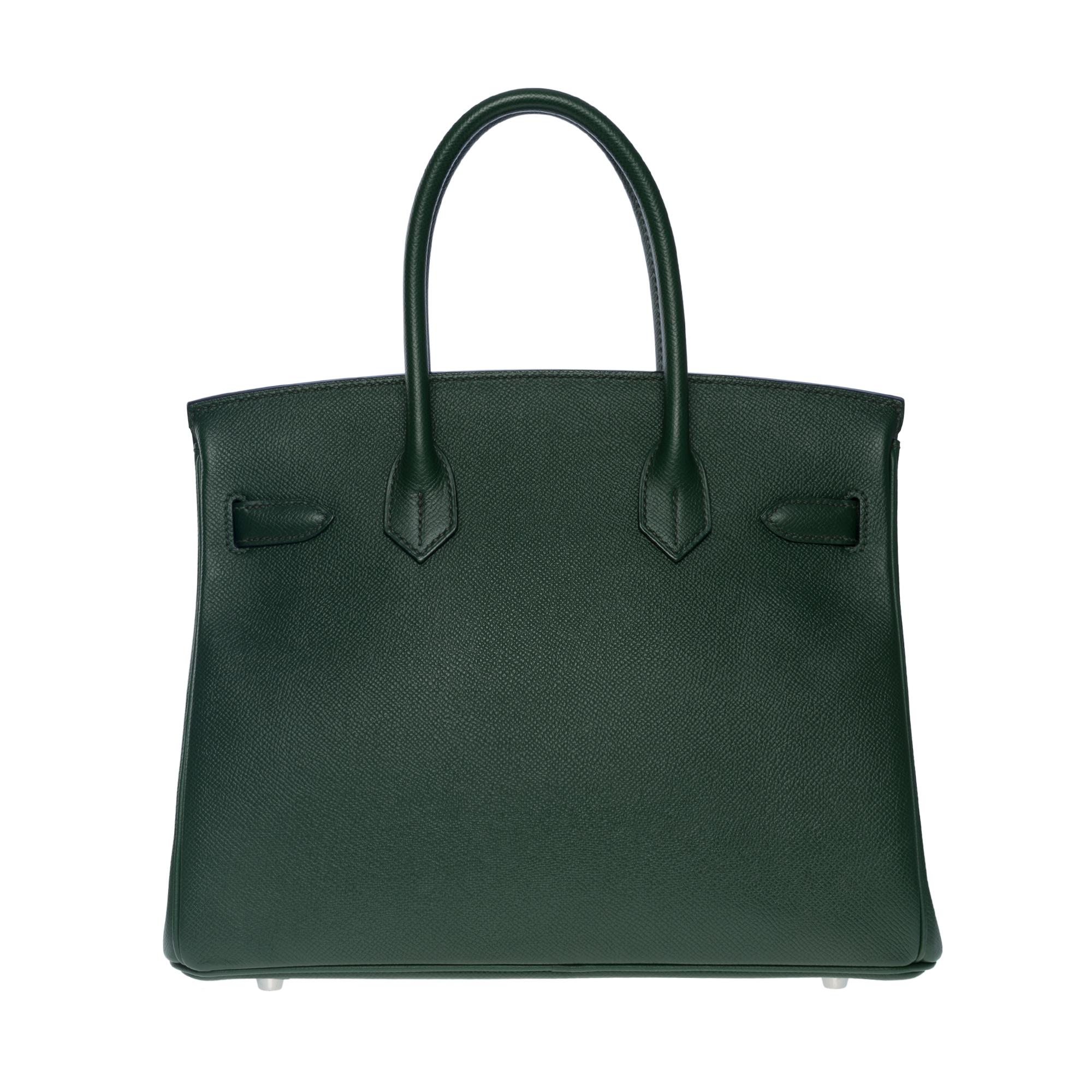 Orange Amazing & Rare Hermès Birkin 30 handbag in Vert Anglais Epsom leather, SHW