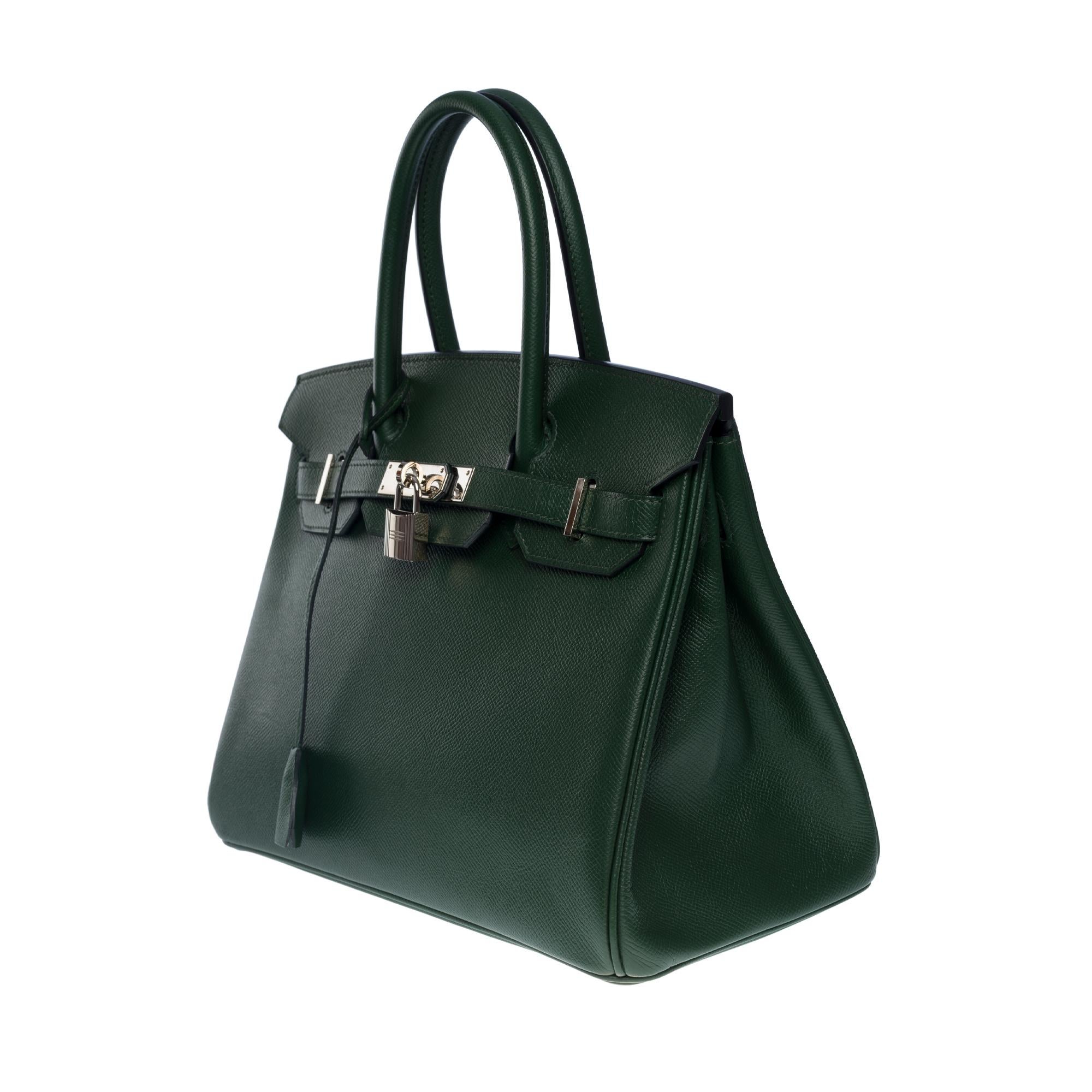 Erstaunliche & seltene Hermès Birkin 30 Handtasche in Vert Anglais Epsom Leder, SHW im Zustand „Hervorragend“ im Angebot in Paris, IDF