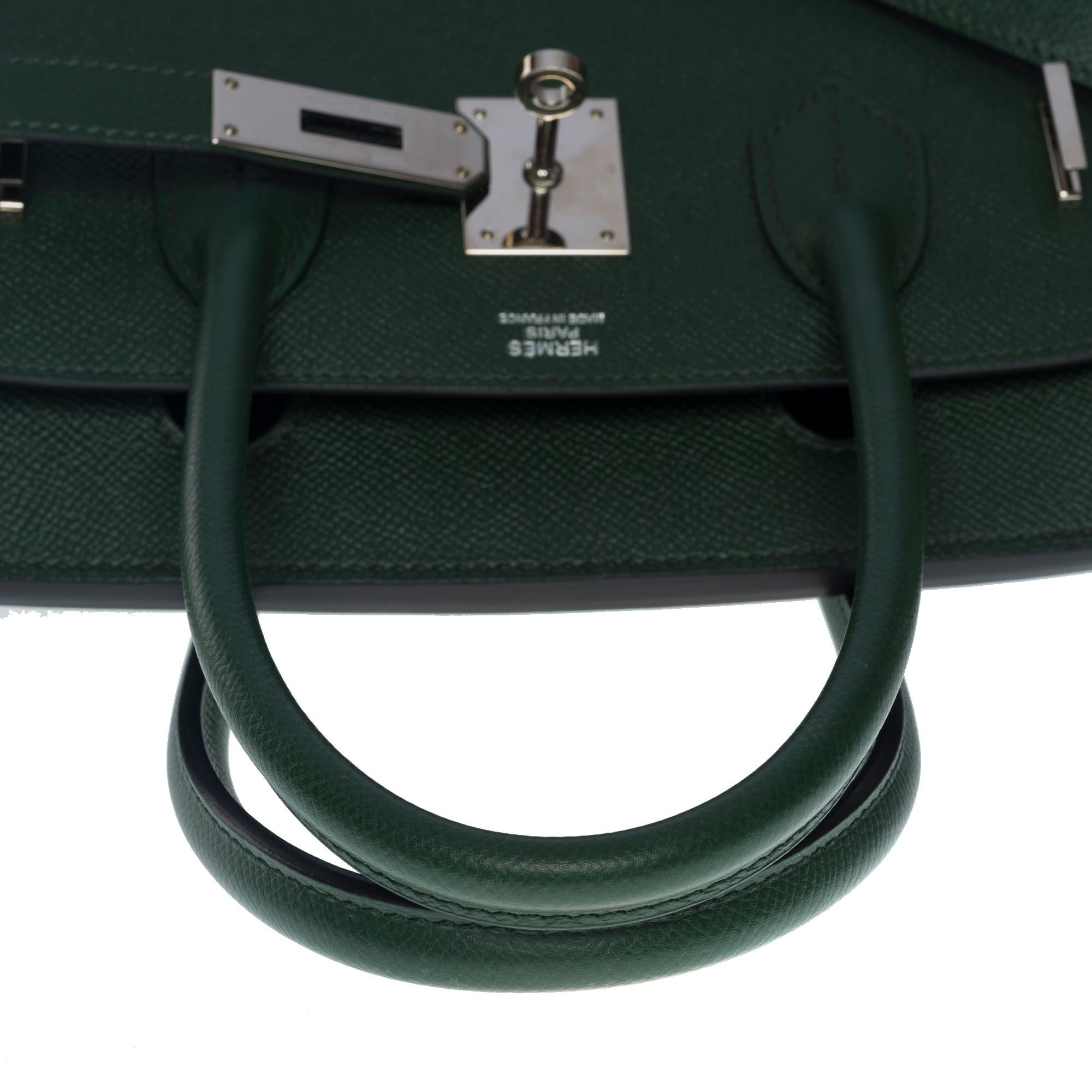 Amazing & Rare Hermès Birkin 30 handbag in Vert Anglais Epsom leather, SHW For Sale 4