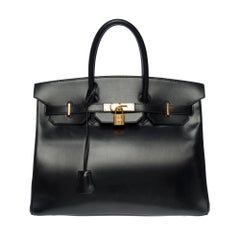 Amazing & Rare Hermès Birkin 35 handbag in black box calfskin leather, GHW