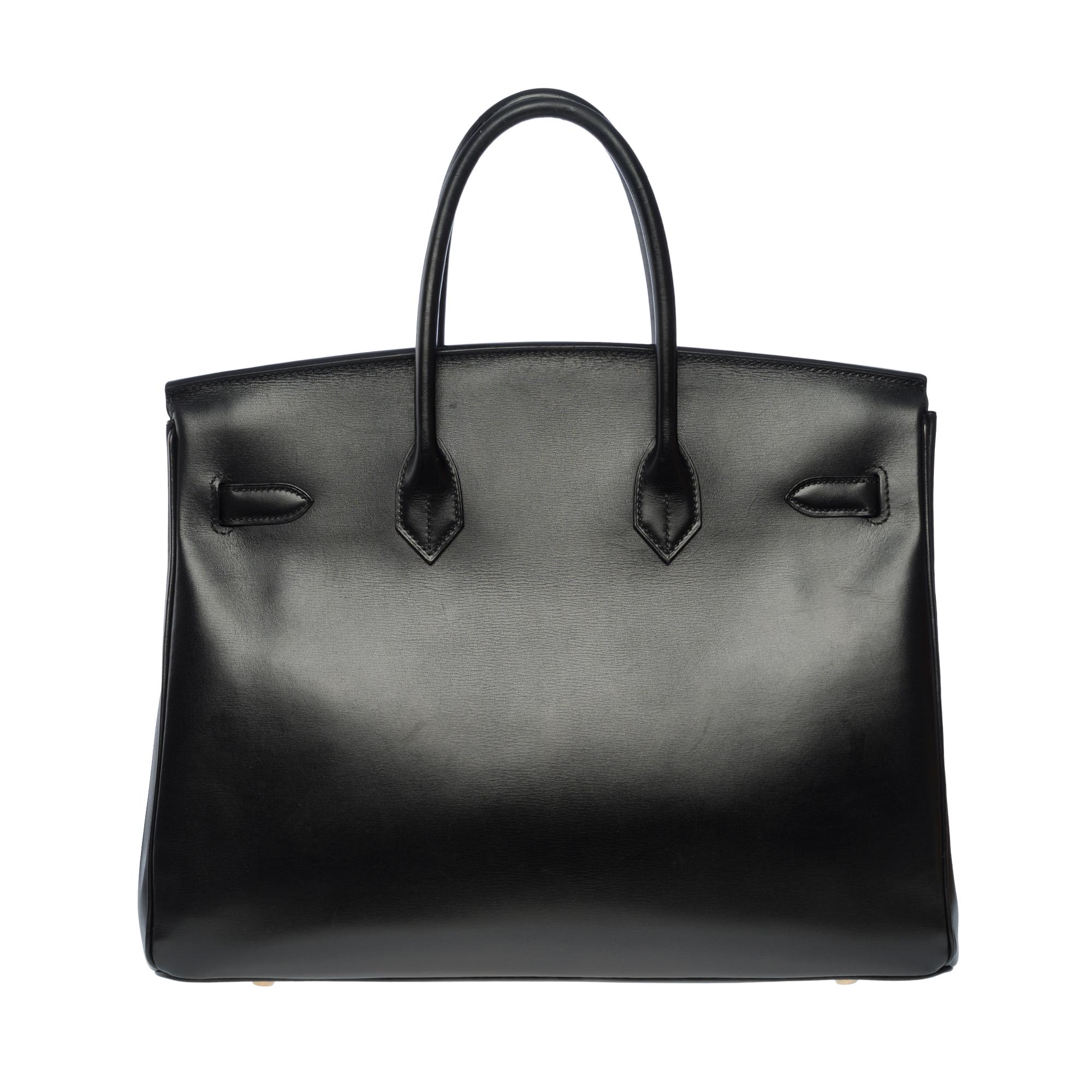 Incredibile e rara borsa Hermès Birkin 35 in pelle di vitello con scatola nera, GHW In condizioni buone a Paris, IDF
