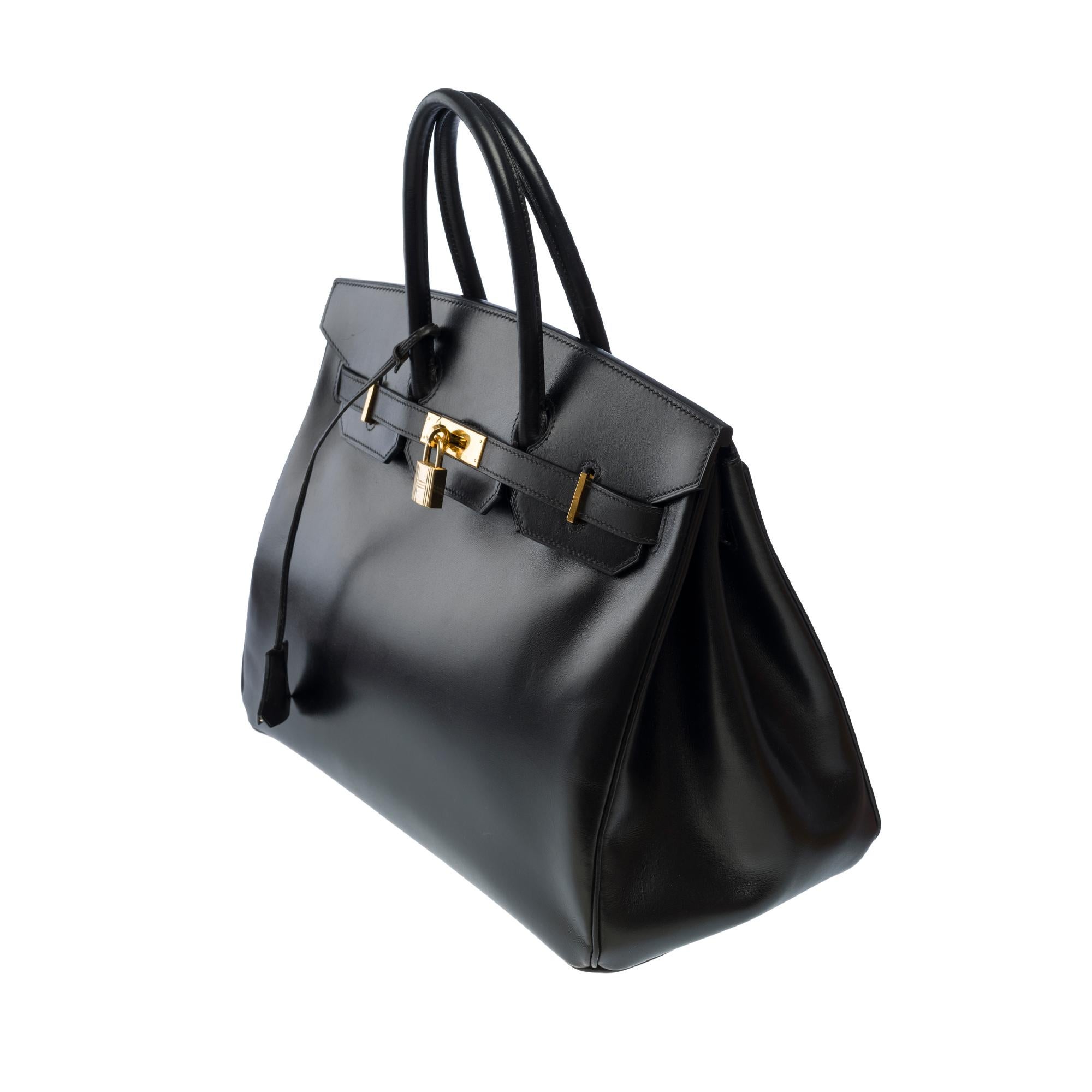 da uomo o donna Incredibile e rara borsa Hermès Birkin 35 in pelle di vitello con scatola nera, GHW