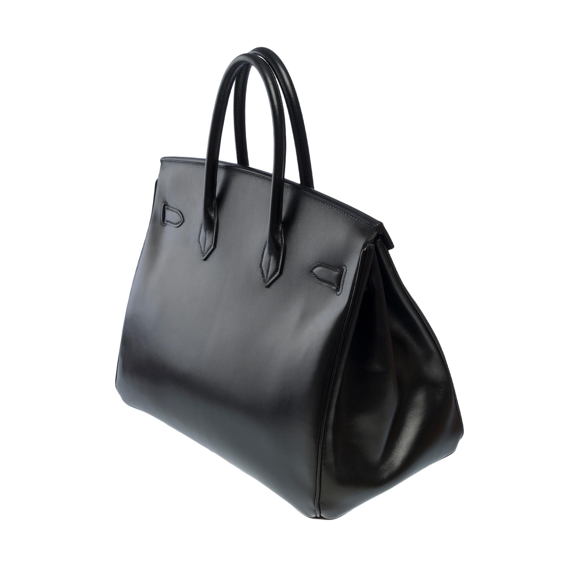 Incredibile e rara borsa Hermès Birkin 35 in pelle di vitello con scatola nera, GHW 1