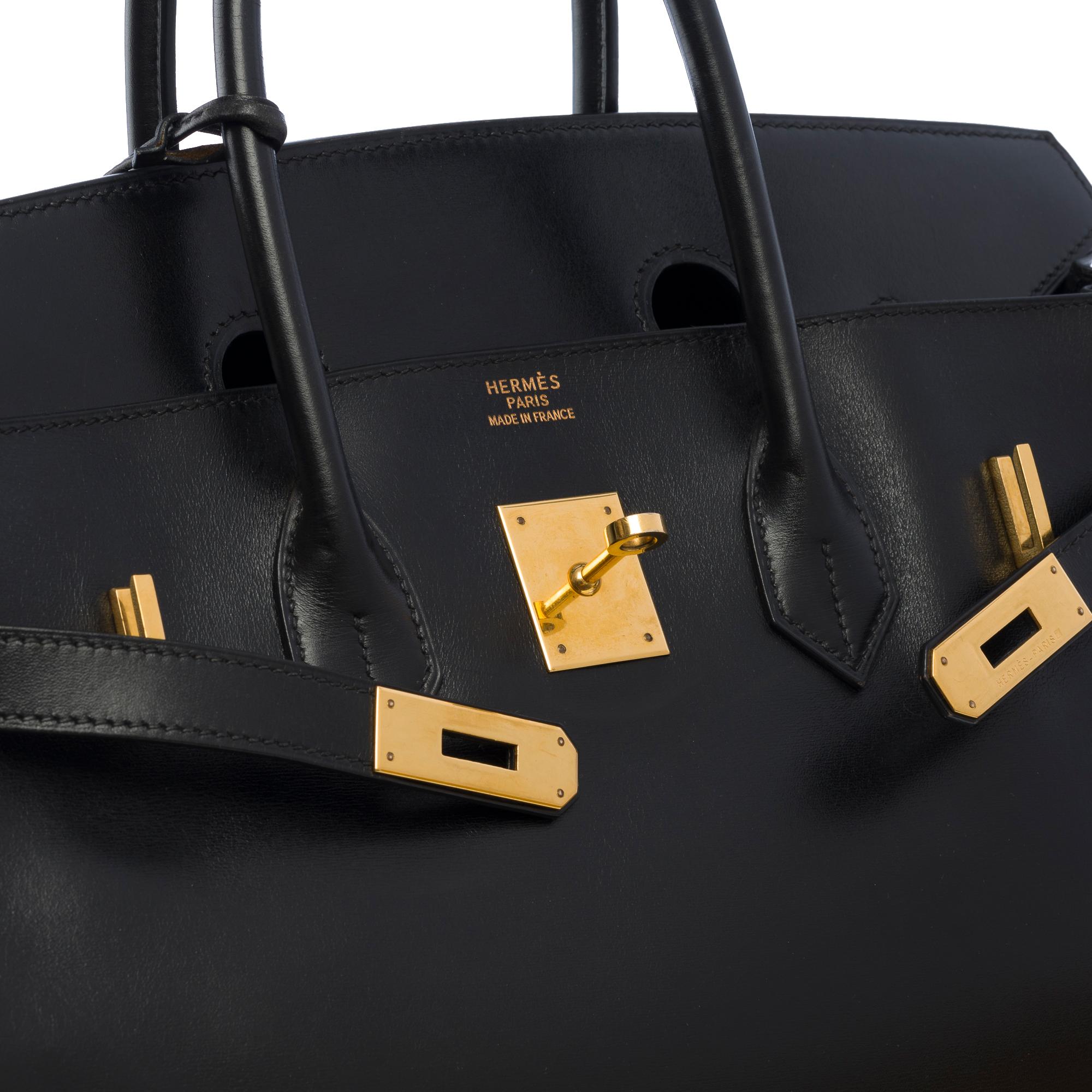 Incredibile e rara borsa Hermès Birkin 35 in pelle di vitello con scatola nera, GHW 2