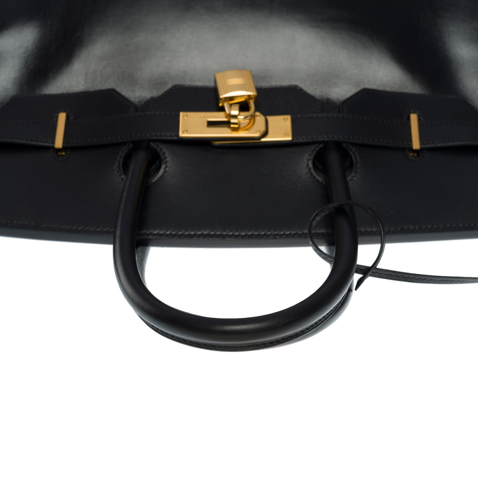 Amazing & Rare Hermès Birkin 35 handbag in black box calfskin leather, GHW 2