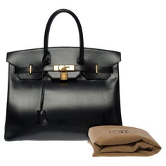 Amazing & Rare Hermès Birkin 35 handbag in black box calfskin leather, GHW