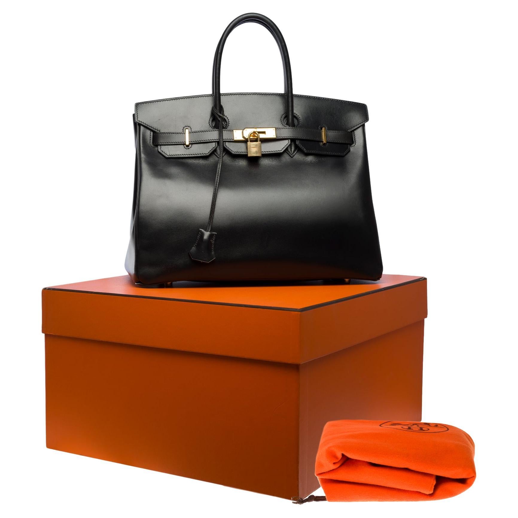 Amazing & Rare Hermès Birkin 35 handbag in black box calfskin leather, GHW
