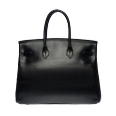 Amazing & Rare Hermès Birkin 35 handbag in black box calfskin leather, SHW