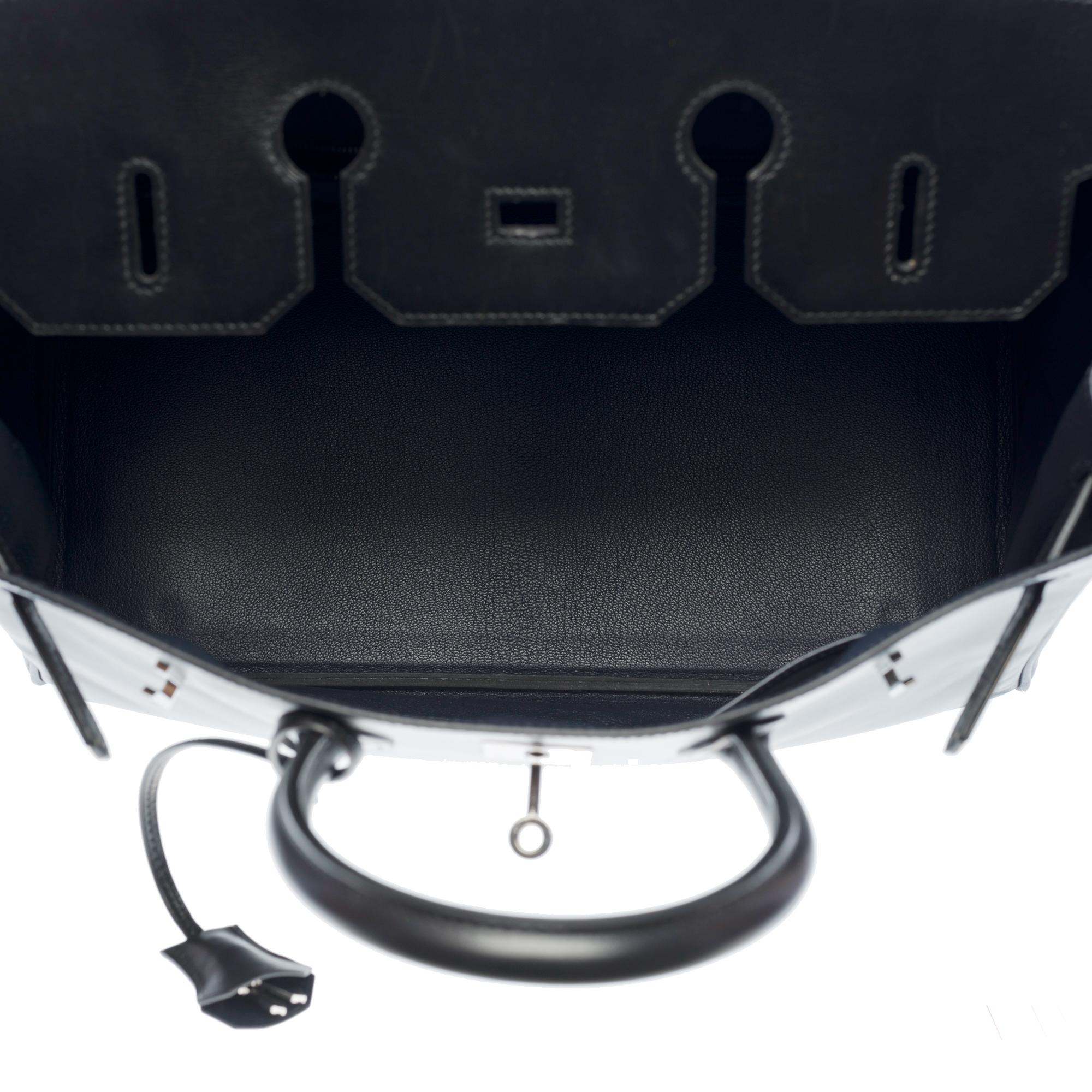 Amazing & Rare Hermès Birkin 35 handbag in black box calfskin leather, SHW 1