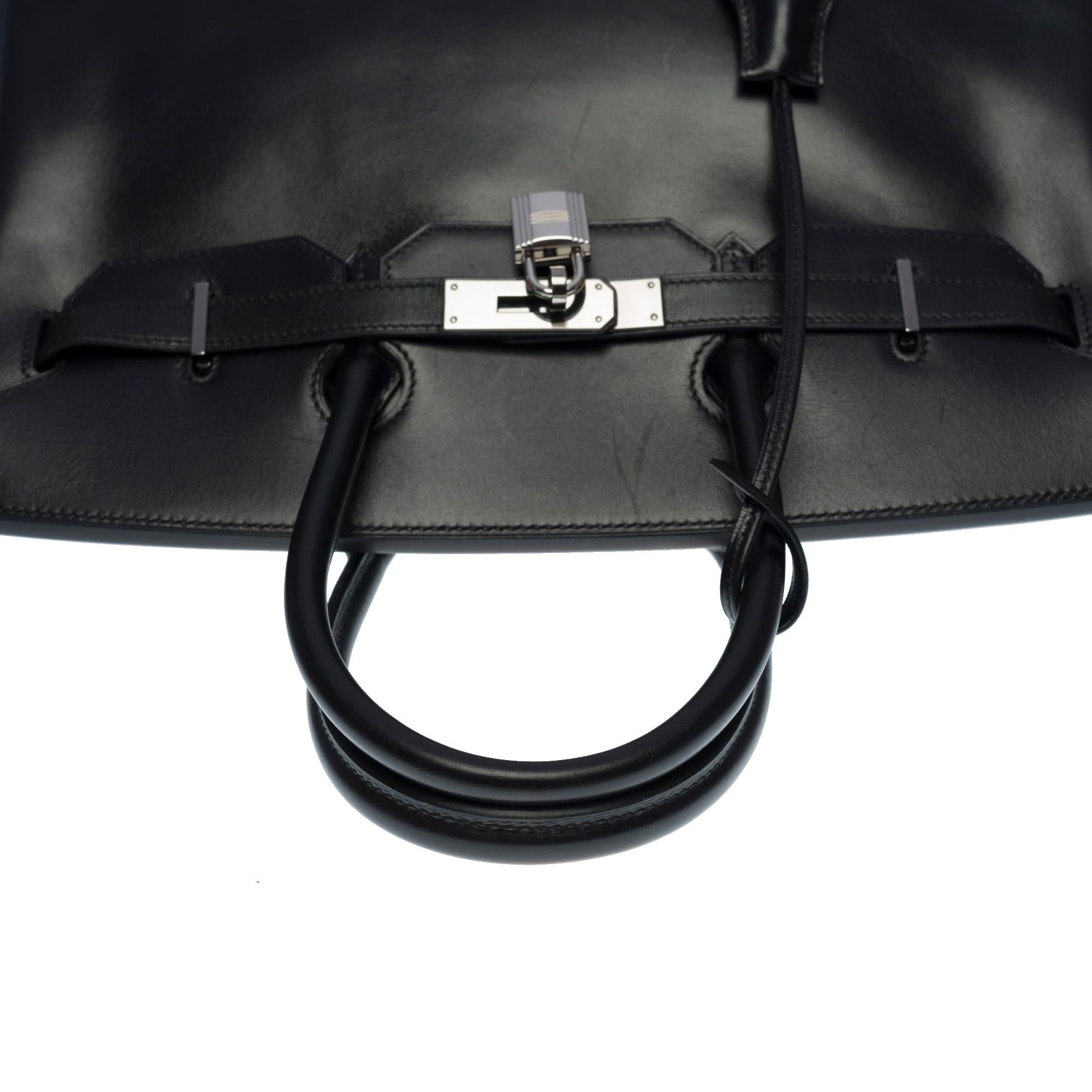 Amazing & Rare Hermès Birkin 35 handbag in black box calfskin leather, SHW 2