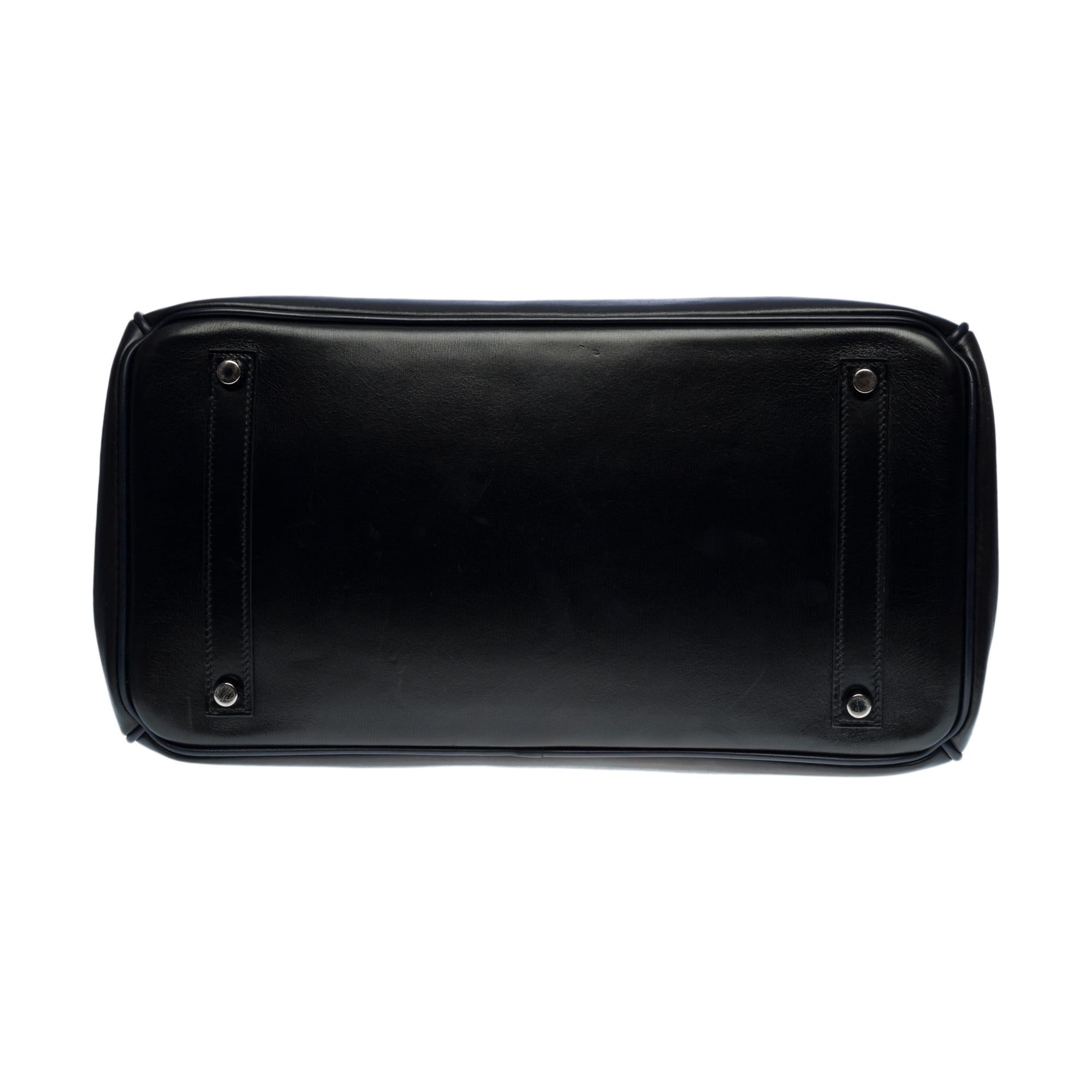 Amazing & Rare Hermès Birkin 35 handbag in black box calfskin leather, SHW 3