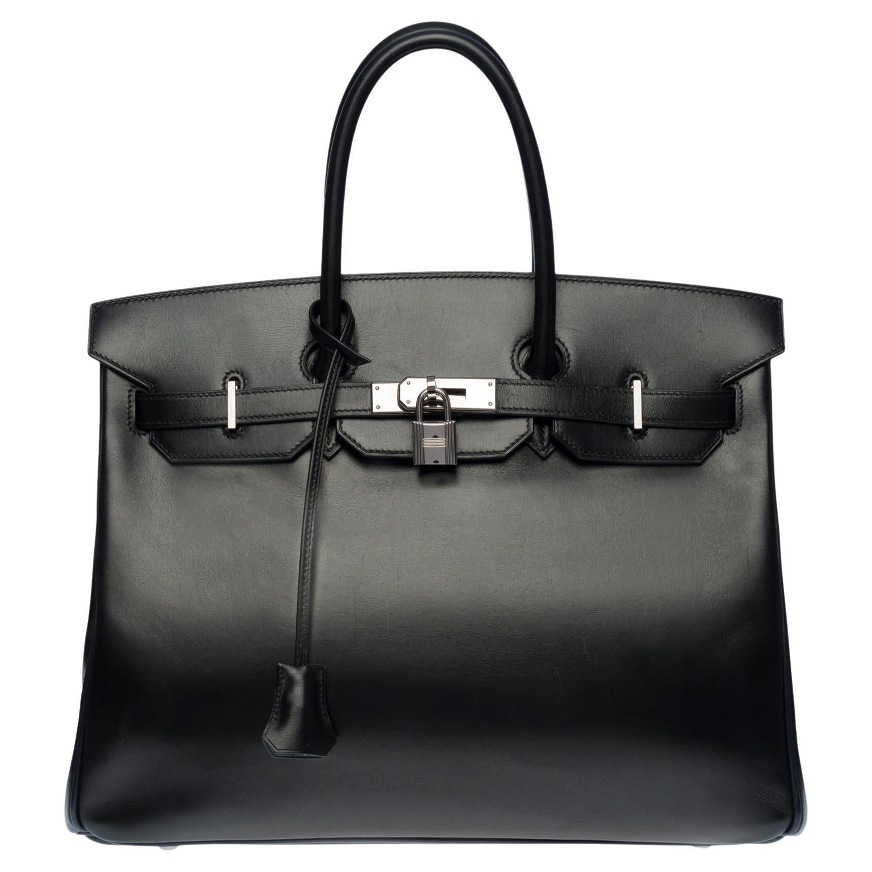 Amazing & Rare Hermès Birkin 35 handbag in black box calfskin leather, SHW