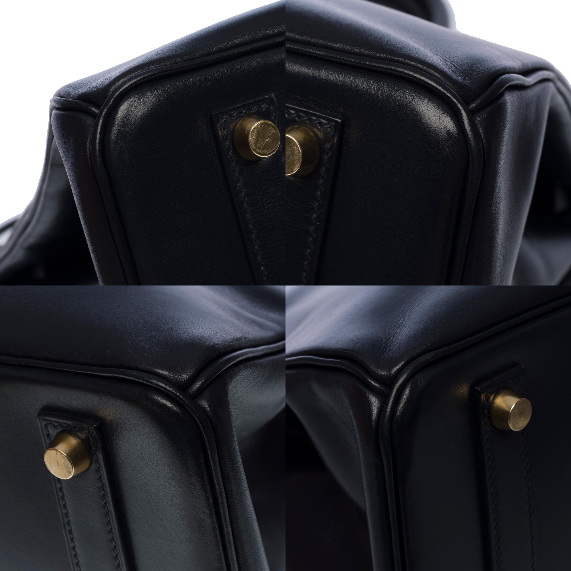 Incroyable & Rare sac à main Hermès Birkin 35 en cuir de veau Box bleu indigo, GHW 5