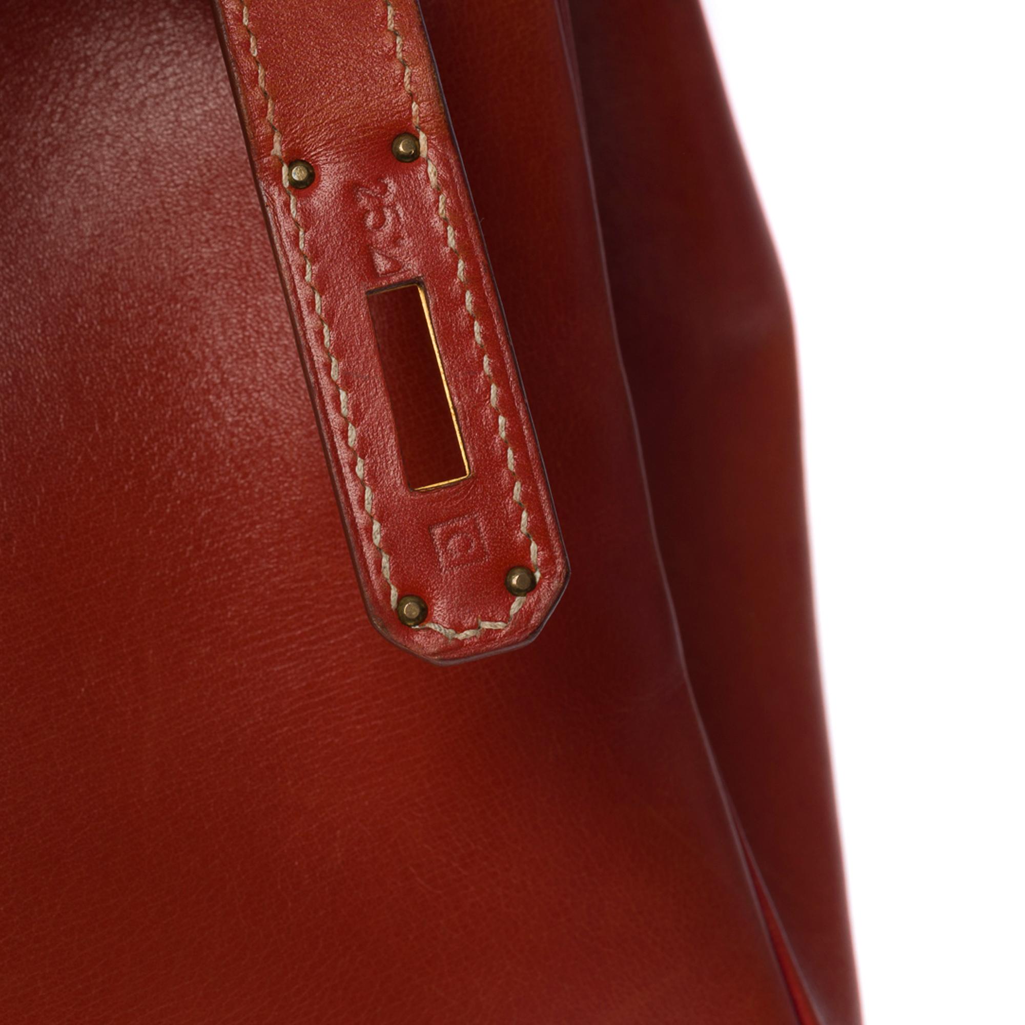Amazing & Rare Hermès Birkin 35 handbag in Cognac box calfskin leather, GHW 2