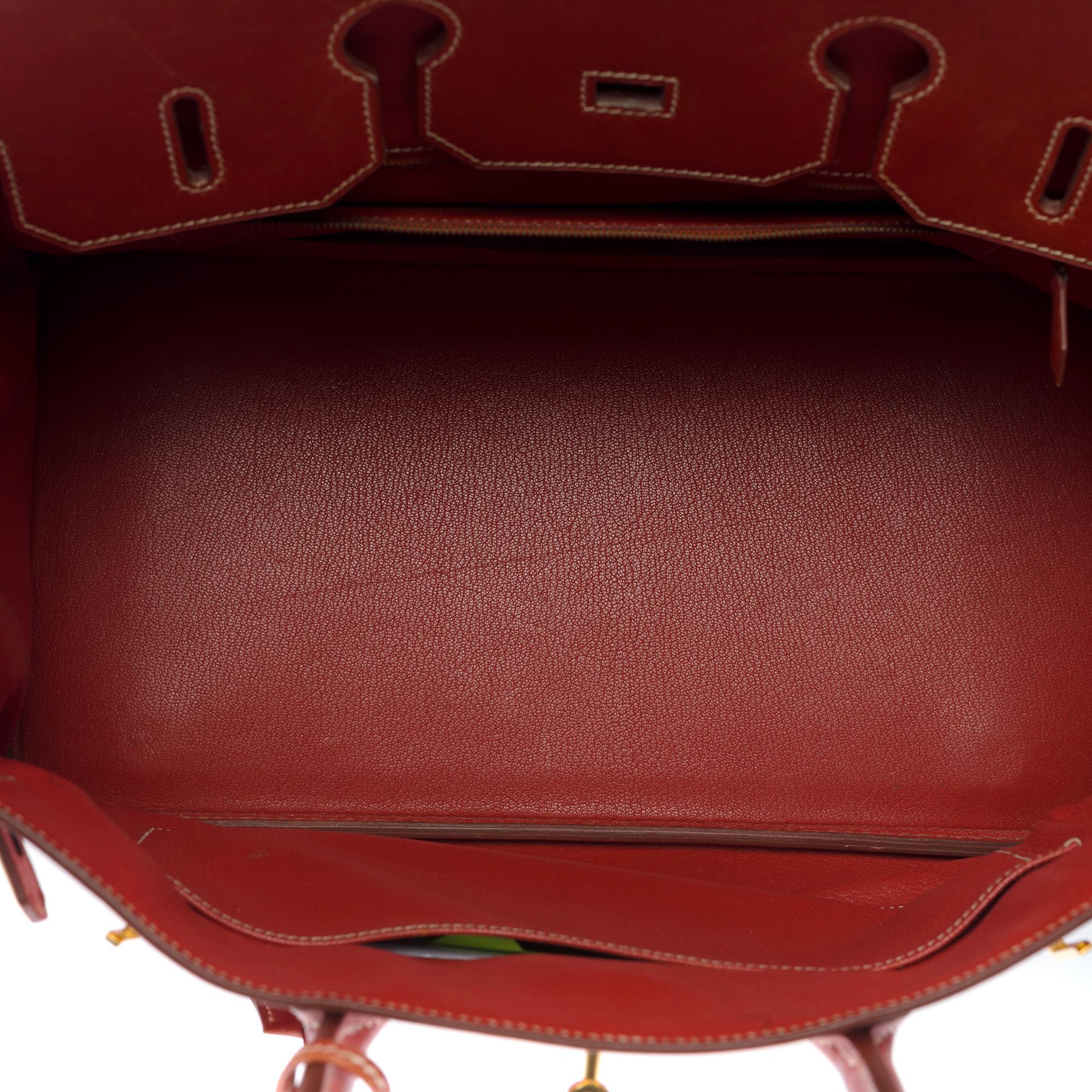 Amazing & Rare Hermès Birkin 35 handbag in Cognac box calfskin leather, GHW 3