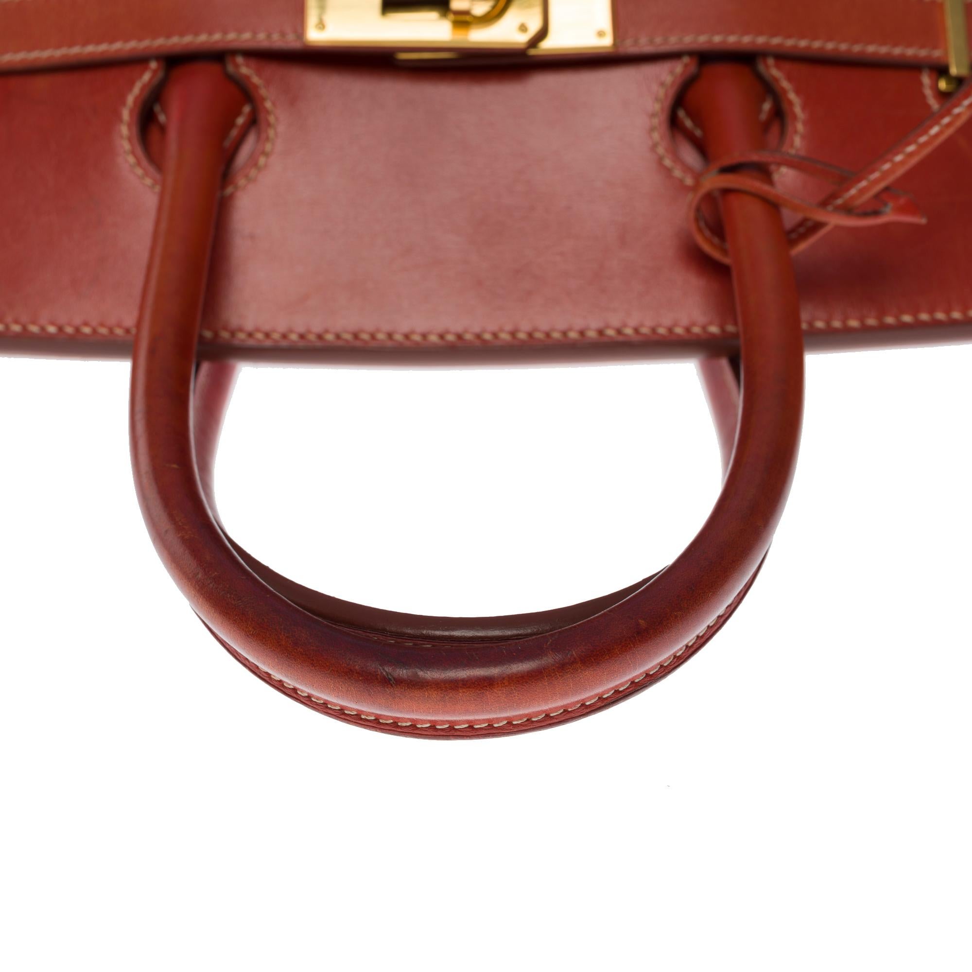 Amazing & Rare Hermès Birkin 35 handbag in Cognac box calfskin leather, GHW 4