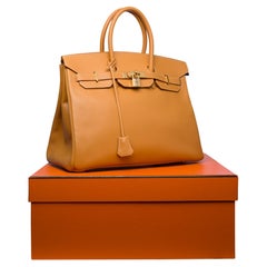 Amazing & Rare Hermès Birkin 35 handbag in Gold Vache naturelle Calf, GHW