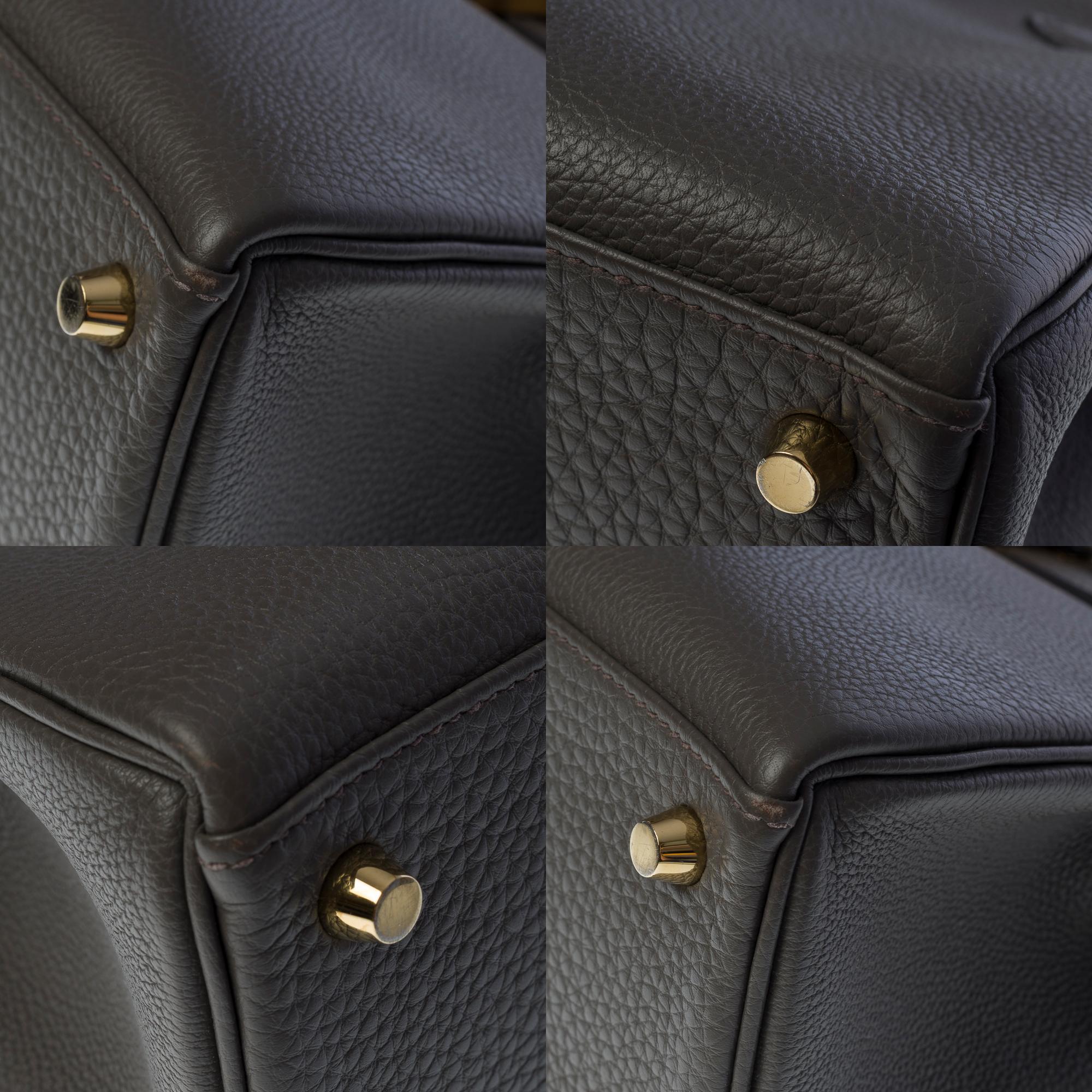 Amazing & Rare Hermès Kelly 25 handbag strap in Grey Togo etain leather, GHW 4